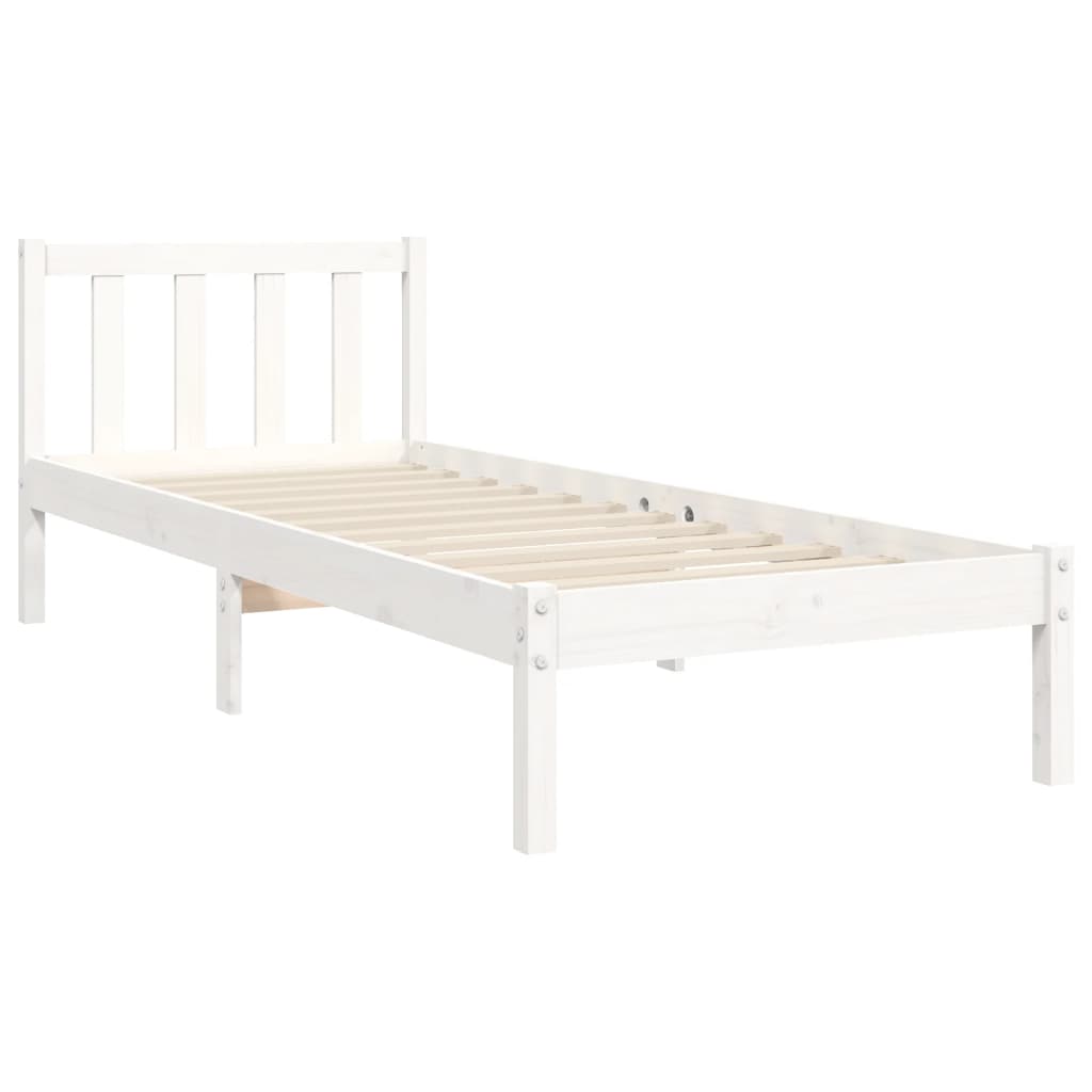 Cadru de pat fără saltea, alb, 90x200 cm, lemn masiv pin GartenMobel Dekor