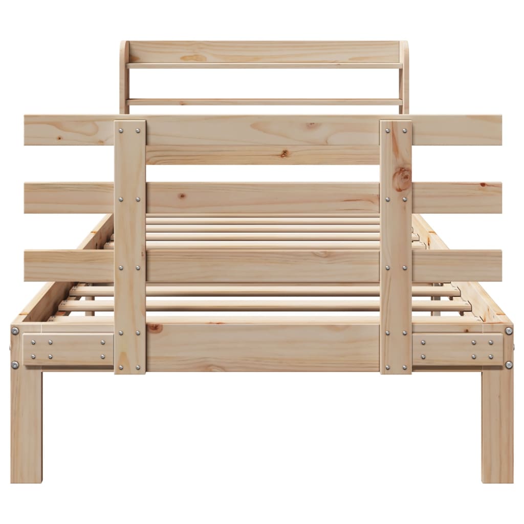 Cadru de pat cu tăblie, 90x200 cm, lemn masiv de pin GartenMobel Dekor