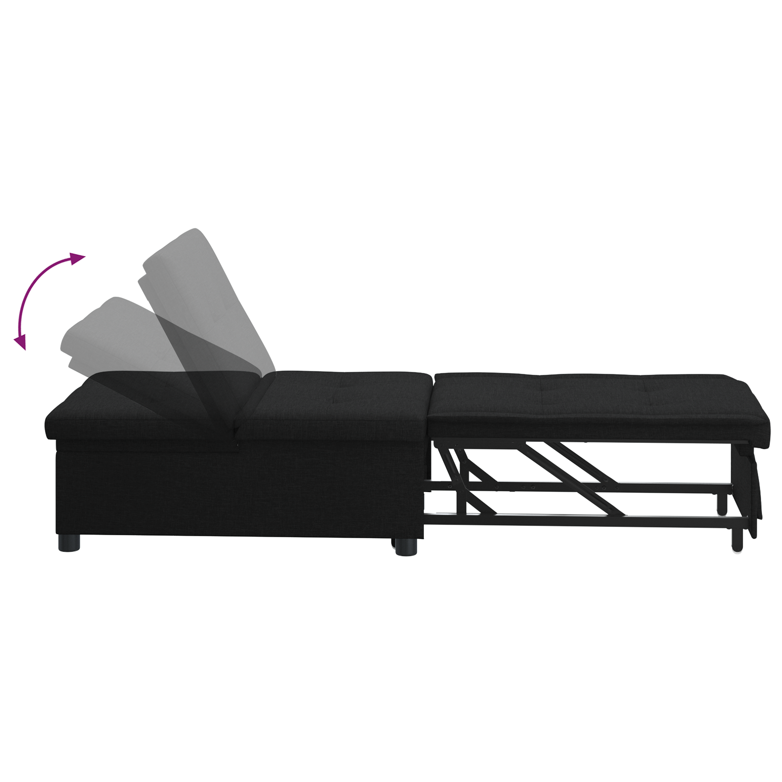 Canapea Extensibilă 3 în 1 Design cu Tăvălug Material Textil Negru GartenMobel Dekor
