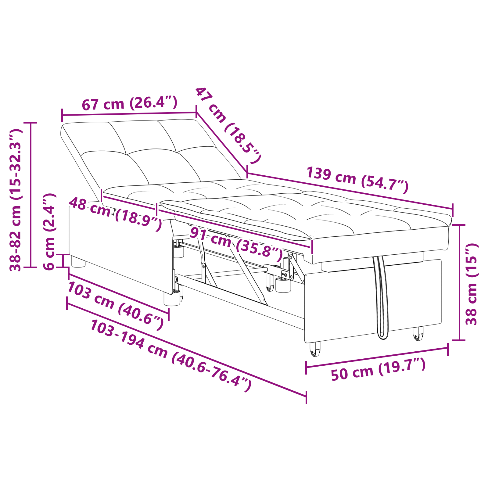 Canapea extensibilă 3 în 1 design cu extensie țesătură albastră GartenMobel Dekor