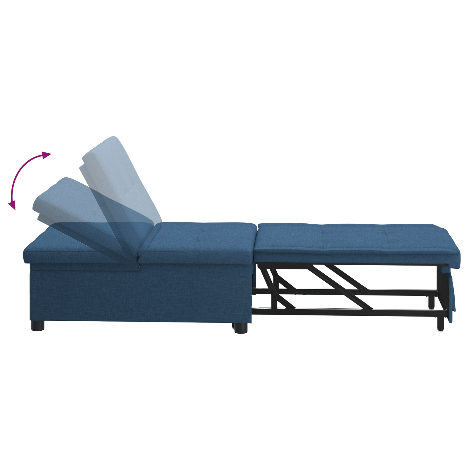 Canapea extensibilă 3 în 1 design cu extensie țesătură albastră GartenMobel Dekor