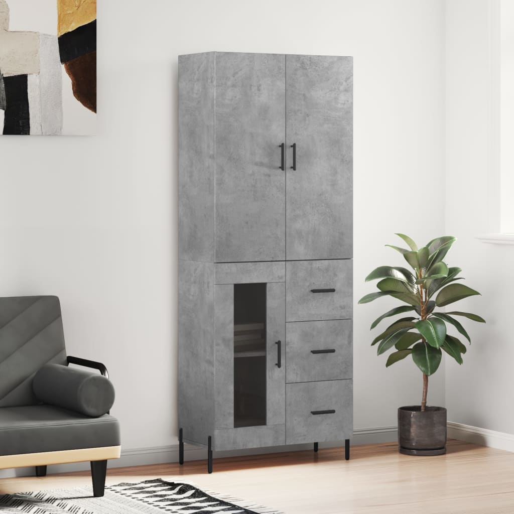 Dulap înalt, gri beton, 69,5x34x180, lemn compozit GartenMobel Dekor