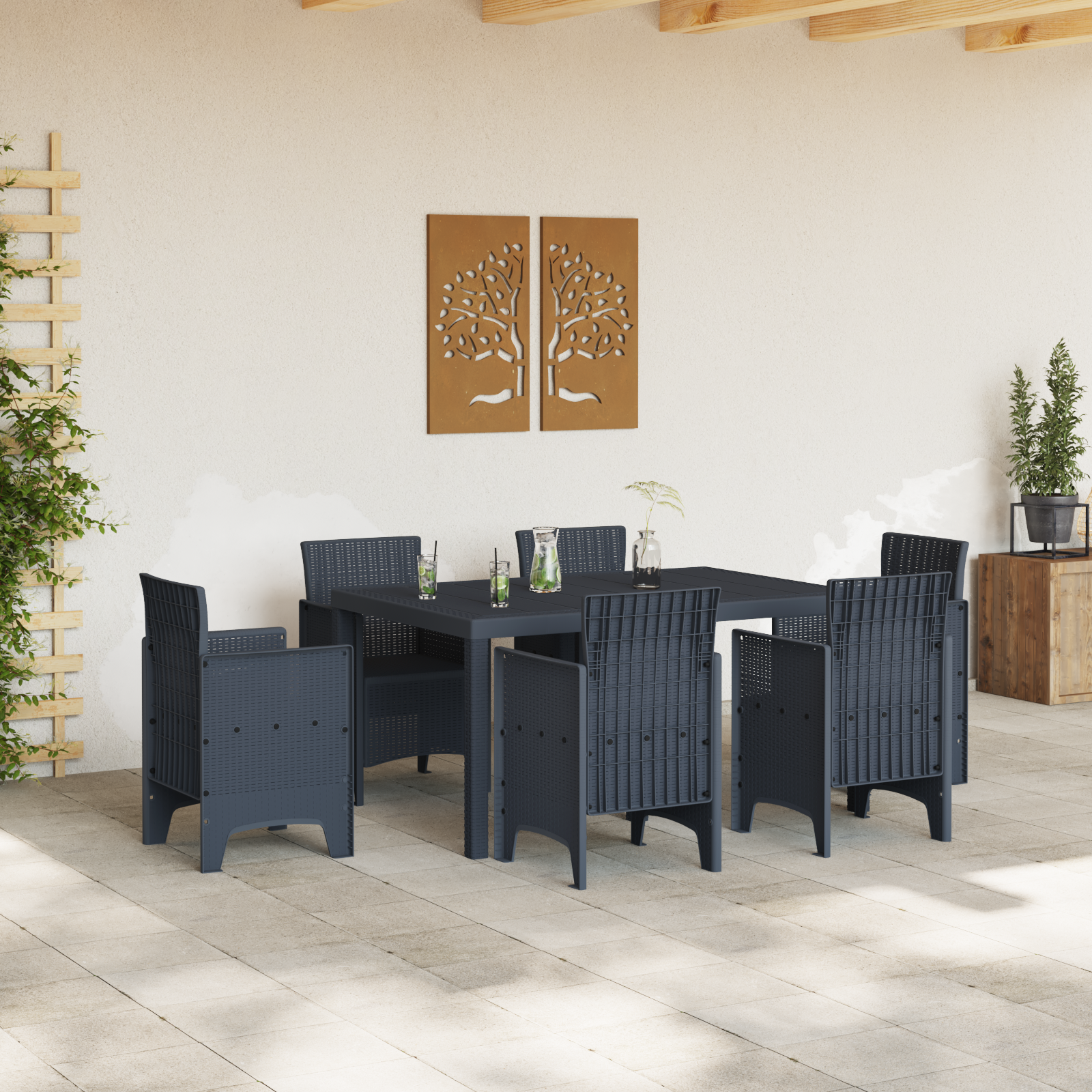 Masă de grădină Antracit 150x100x73 cm Poly Rattan GartenMobel Dekor