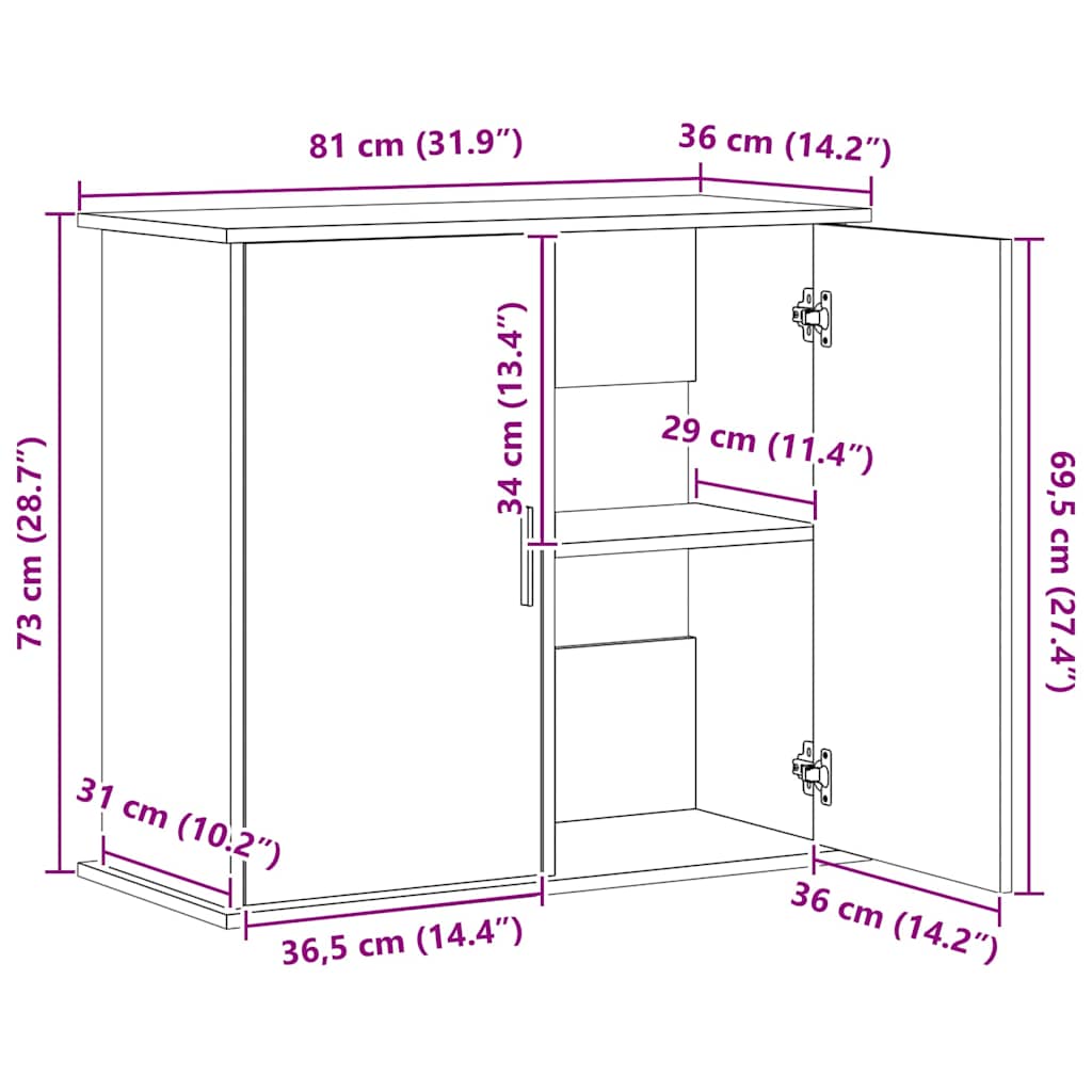 Suport acvariu, stejar maro, 81x36x73 cm, lemn prelucrat GartenMobel Dekor