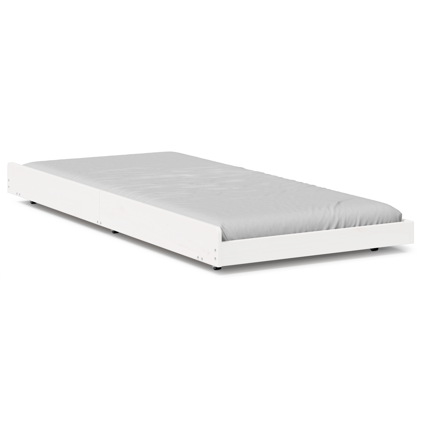 Cadru de pat Alb cu șipci de lemn natural Lemn de pin Single GartenMobel Dekor