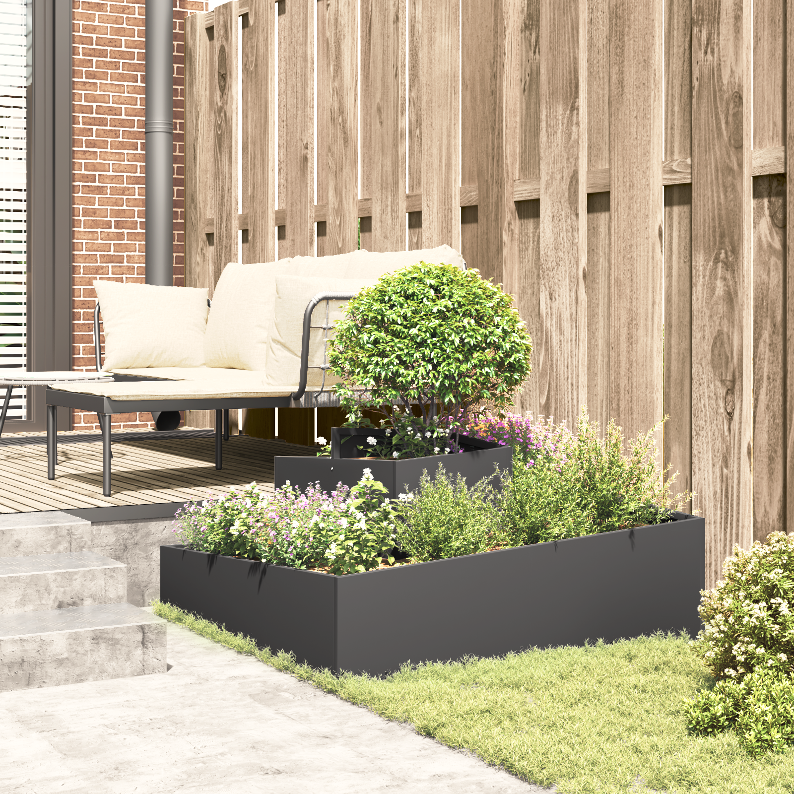 Ghivece & Ghivece Negru Metal Mare Inserții decorative Ghiveci GartenMobel Dekor