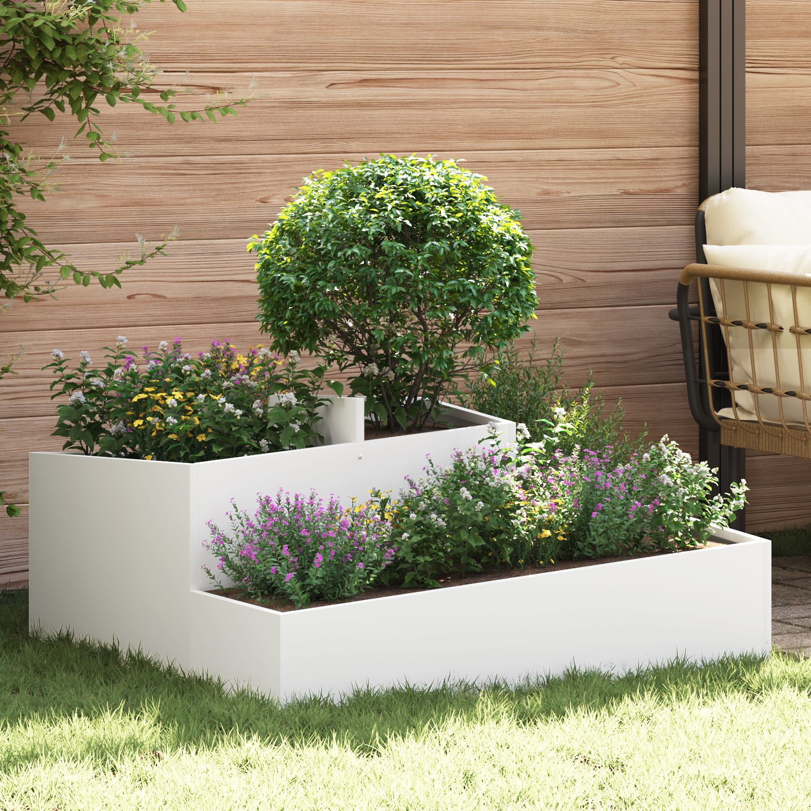 Ghivece & Plante Alb Plastic Mediu Detalii decorative GartenMobel Dekor
