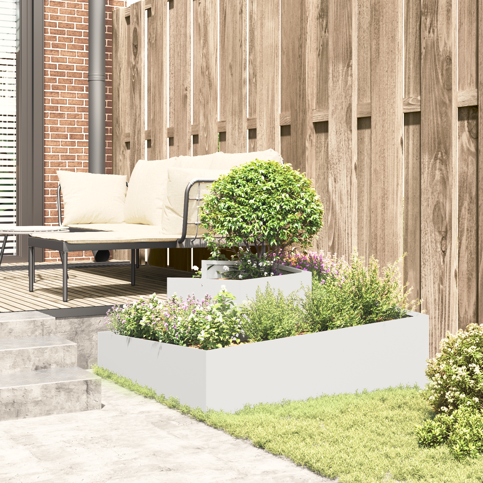 Ghivece & Plante Alb Plastic Mediu Detalii decorative GartenMobel Dekor