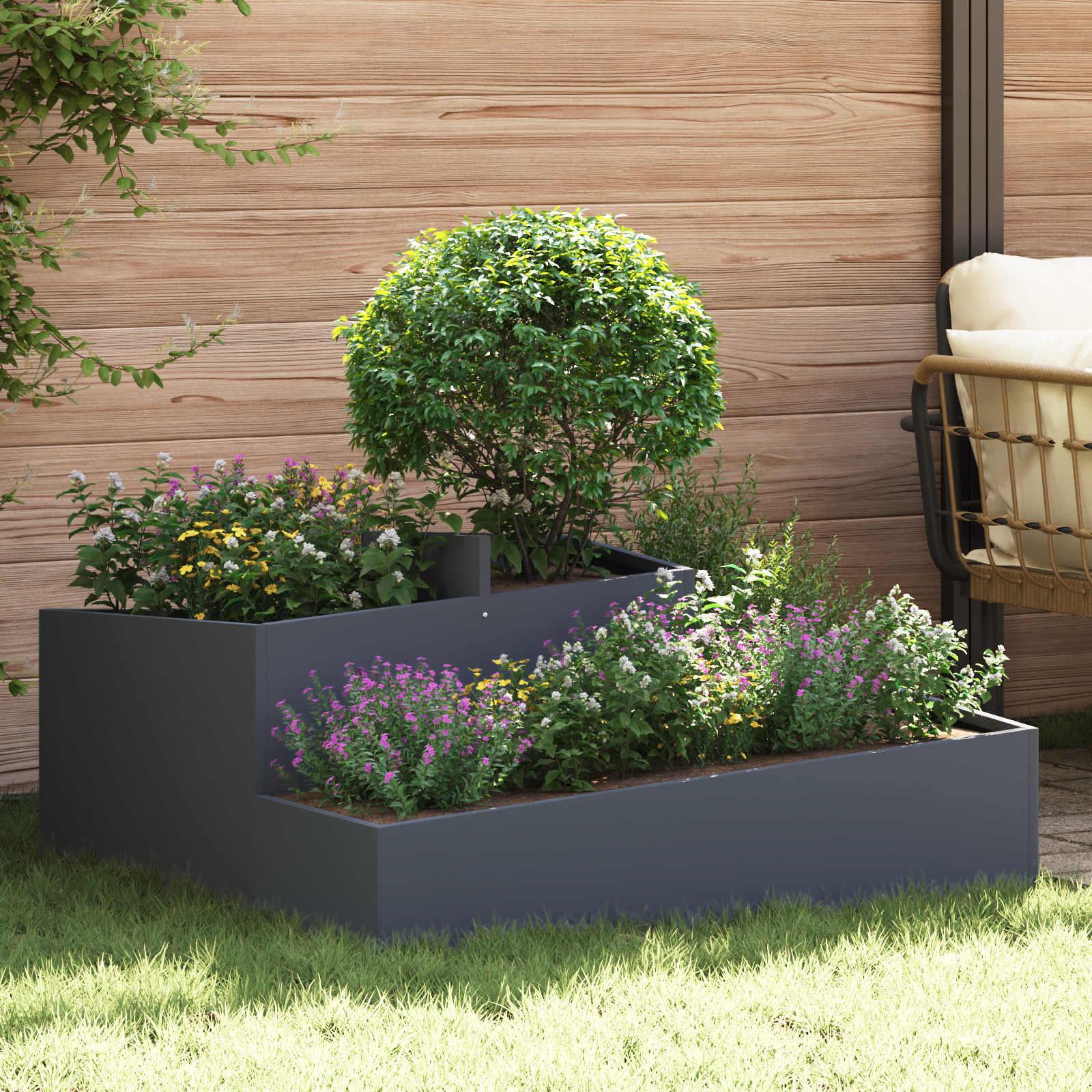 Ghivece & Plante Antracit Plastic Mare Ghiveci Metalic GartenMobel Dekor