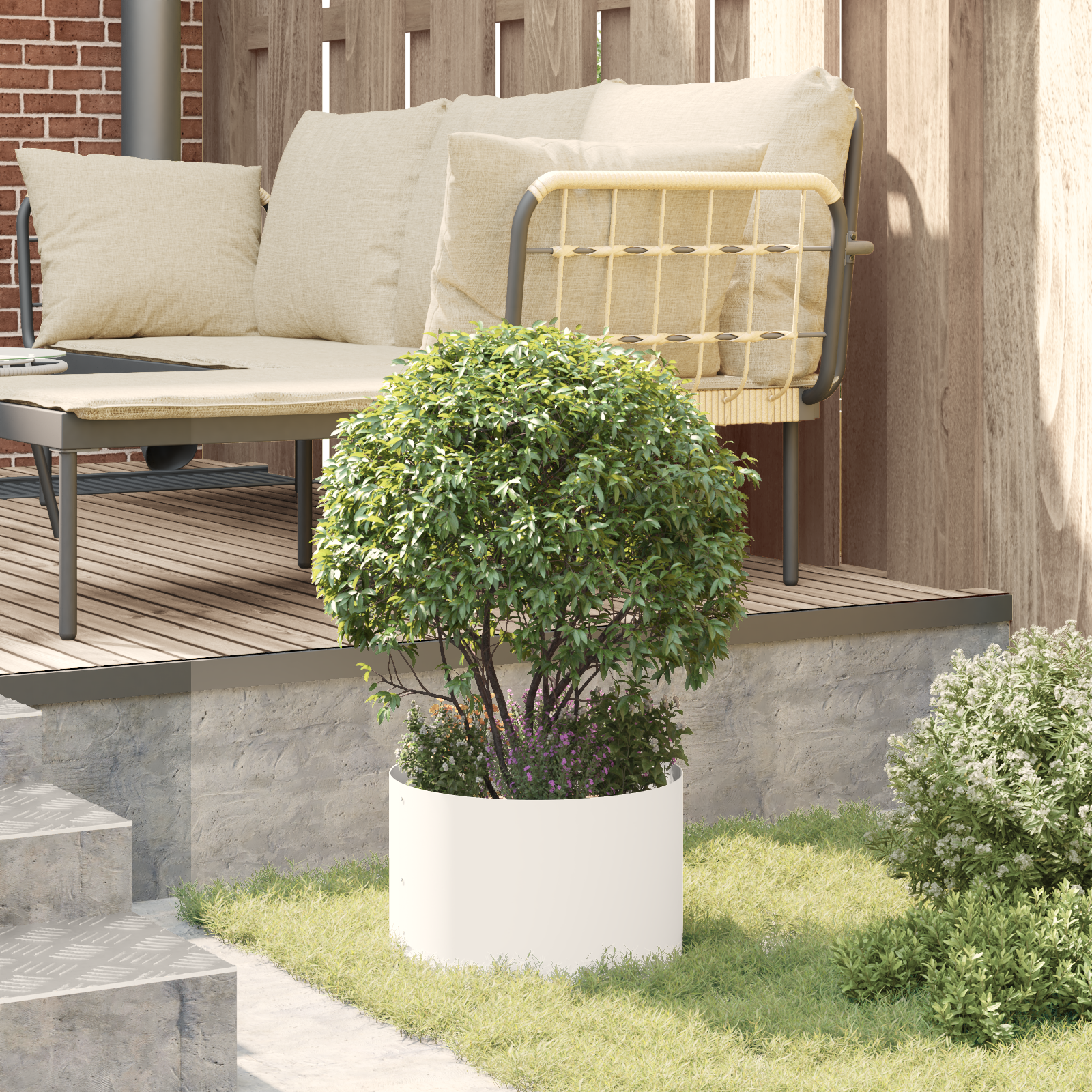 Ghivece Alb Ceramice Alb Ceramică Diametru de 30 cm GartenMobel Dekor