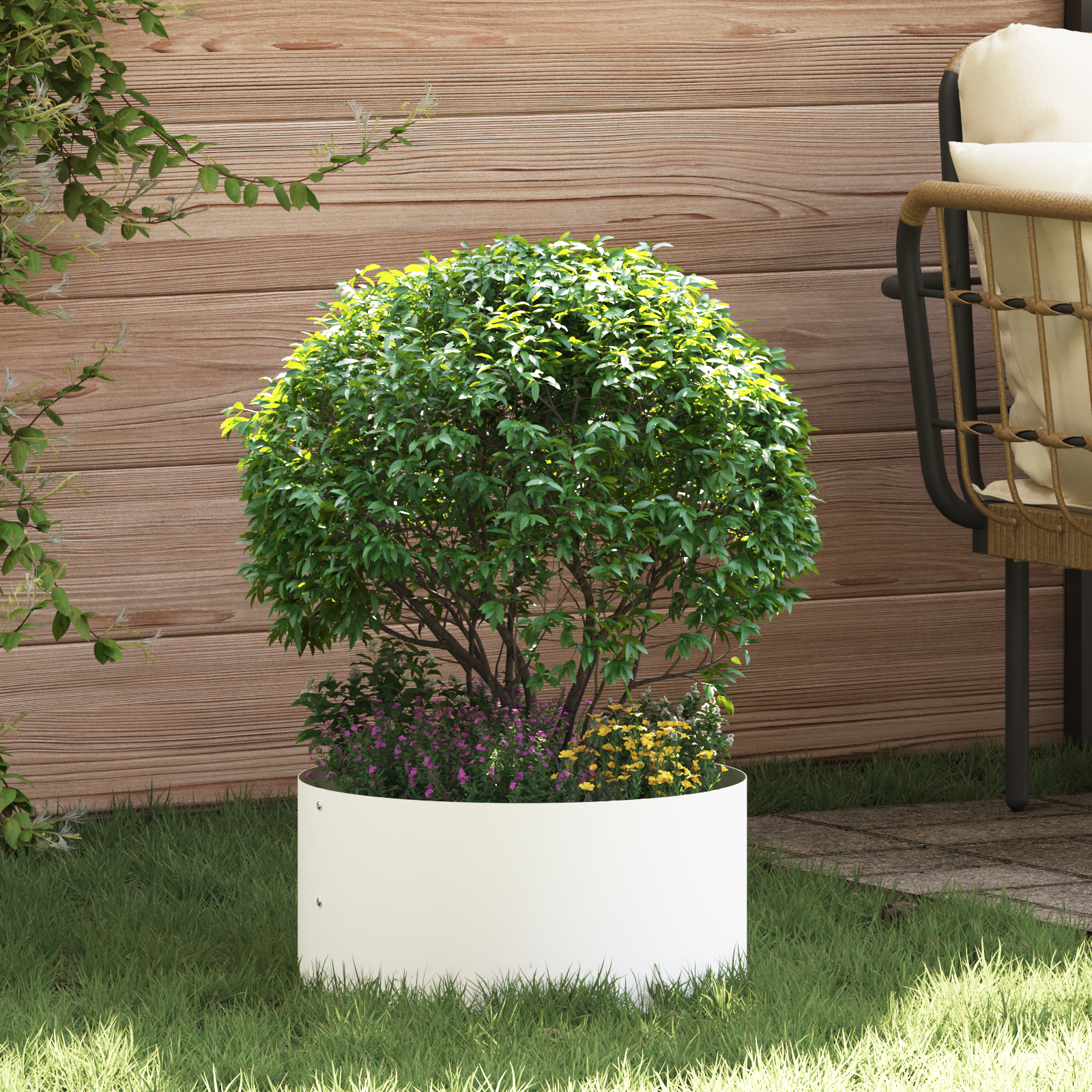 Ghivece Metalice Albe Alb Metal 40 cm diametru Ghivece din Metal GartenMobel Dekor