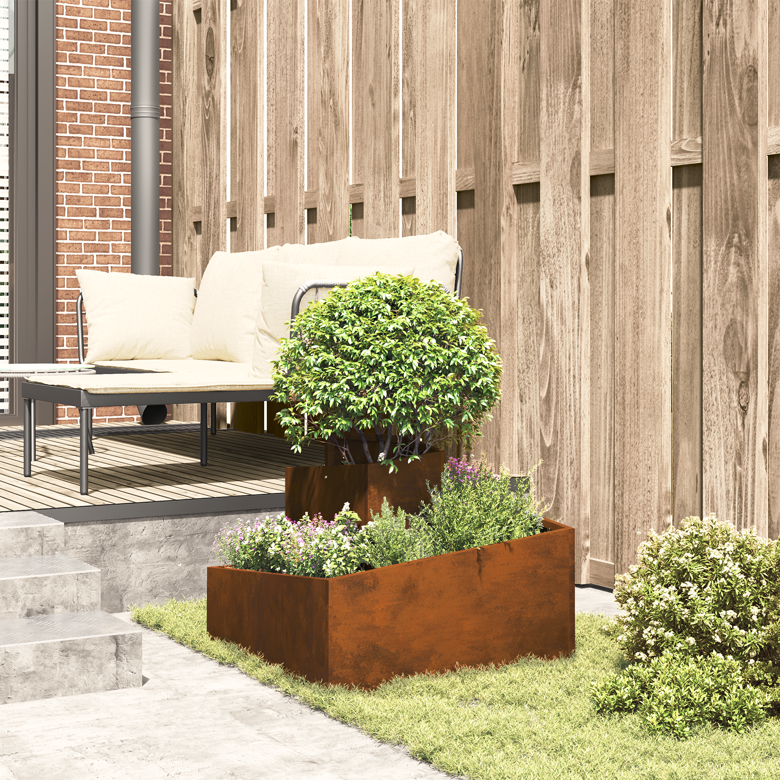 Ghivece și Jardiniere Oțel Corten Mediu Durabil Ghiveci Metalic GartenMobel Dekor