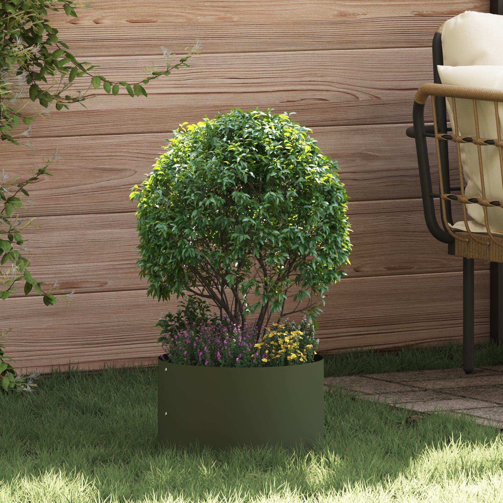 Ghivece verzi măslinii Set de 5 Verde măsliniu Plastic Medie GartenMobel Dekor