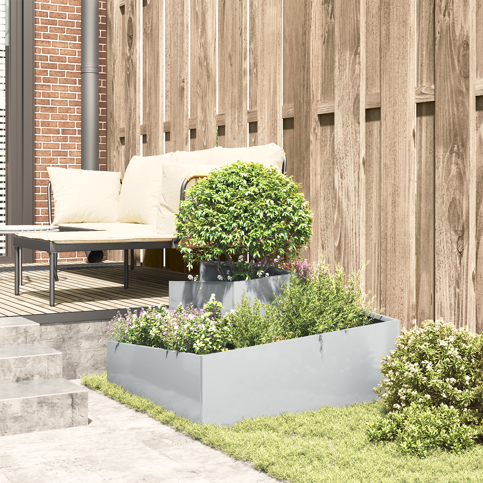 Ghiveci 80x80x50 cm Oțel Galvanizat GartenMobel Dekor