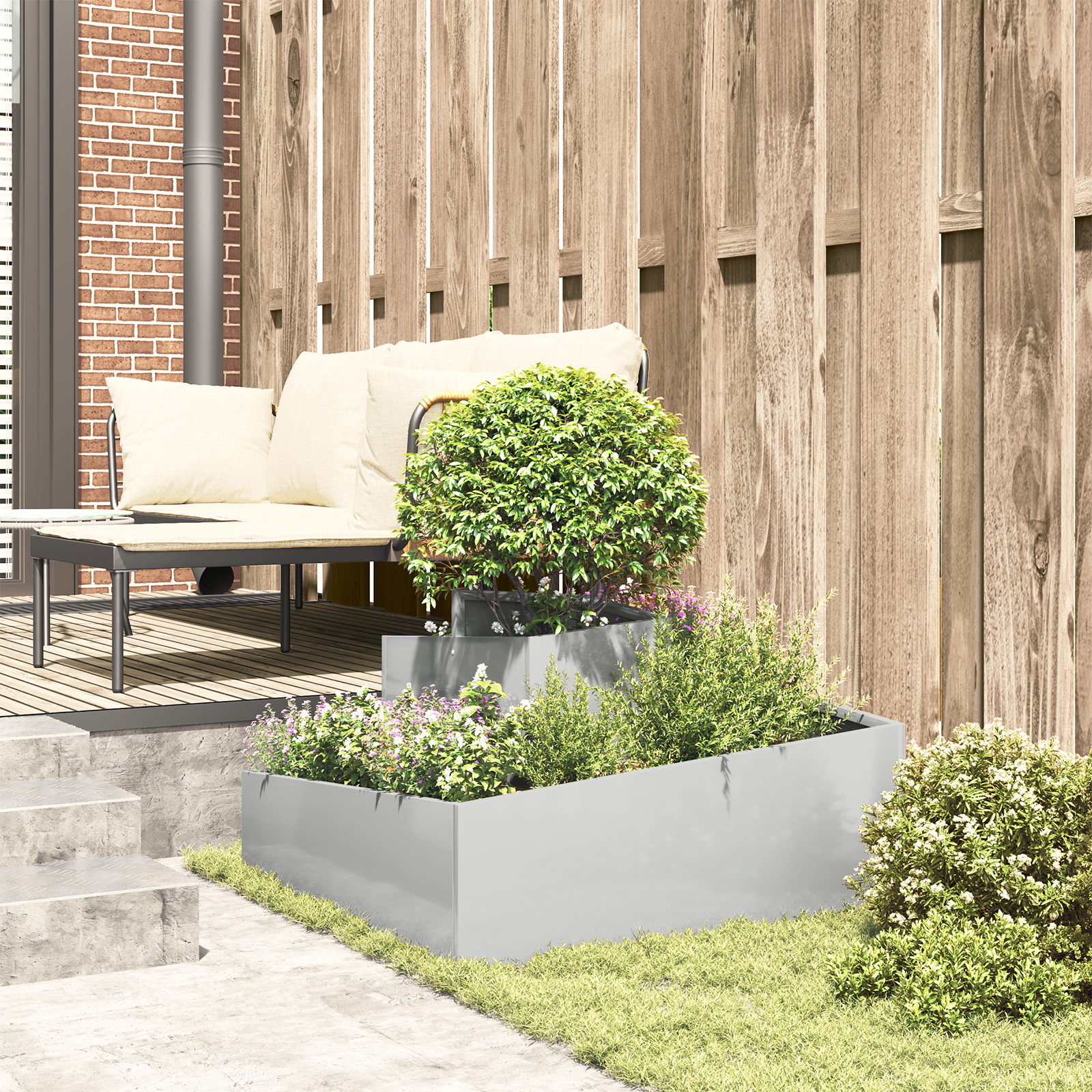 Ghiveci 80x80x50 cm Oțel inoxidabil GartenMobel Dekor