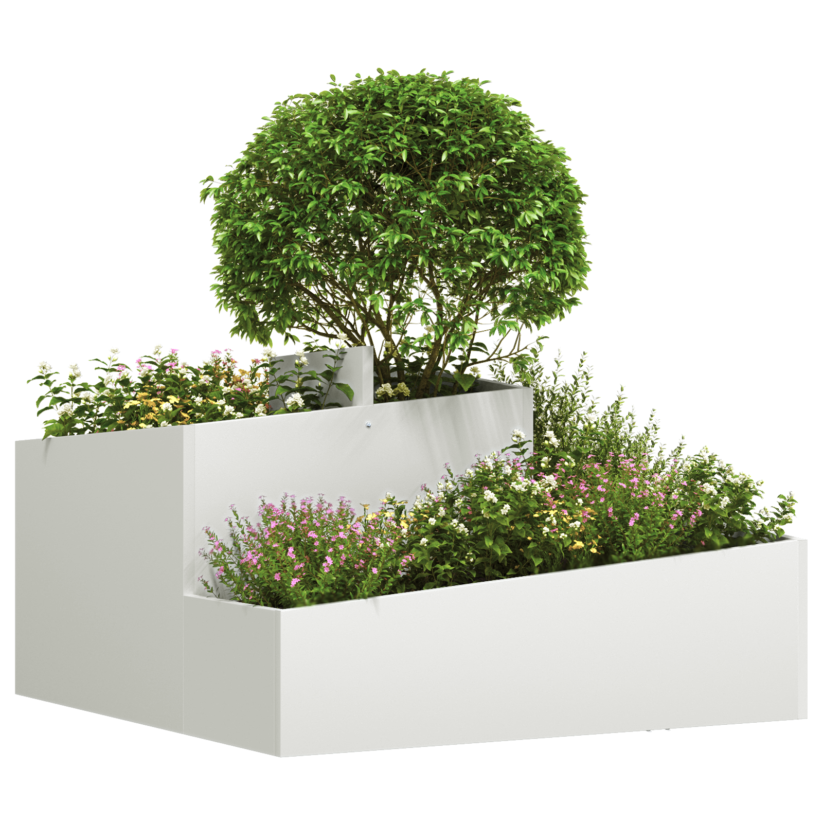 Ghiveci Alb 80x80x50 cm Oțel laminat la rece GartenMobel Dekor