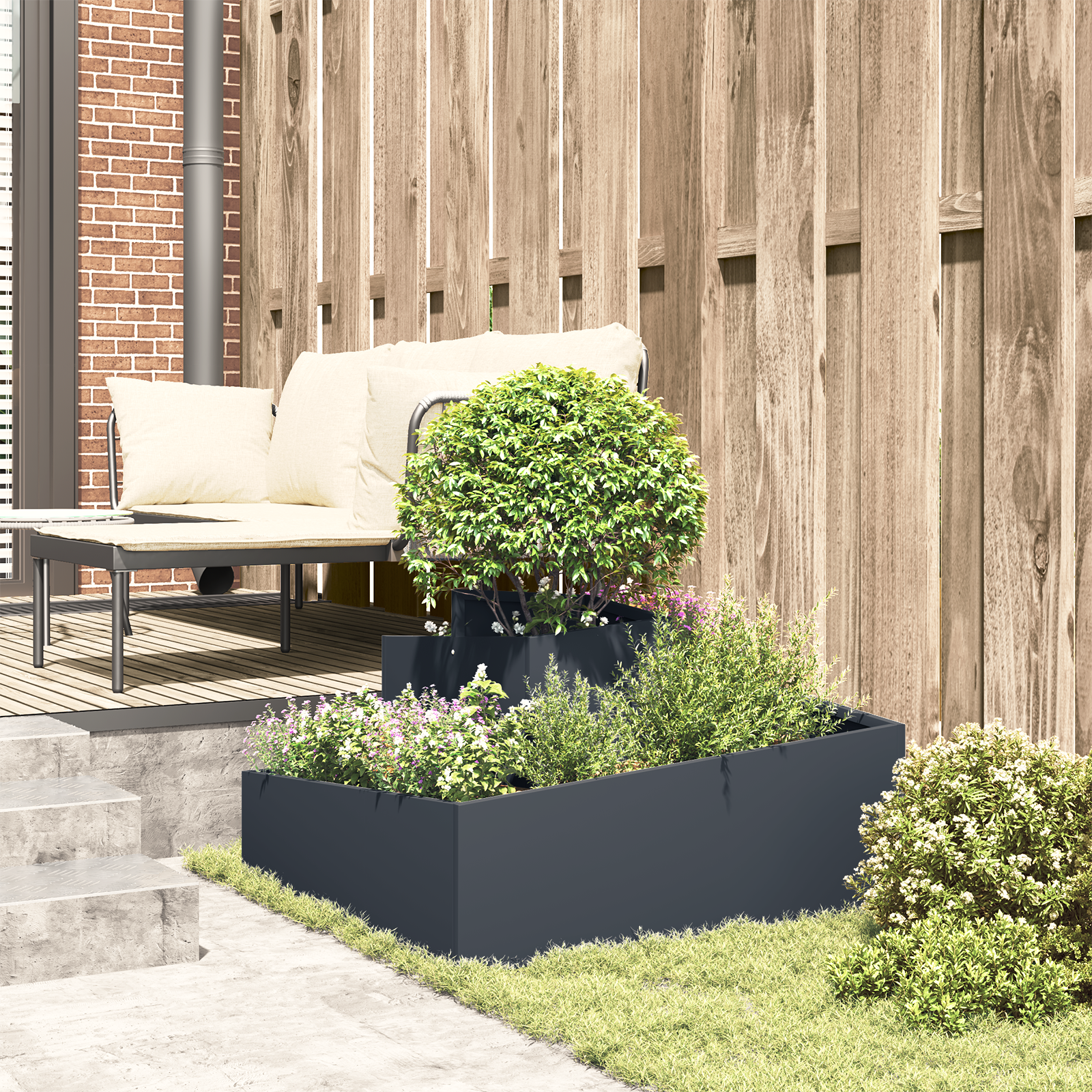 Ghiveci Antracit 80x80x50 cm Oțel laminate la rece GartenMobel Dekor