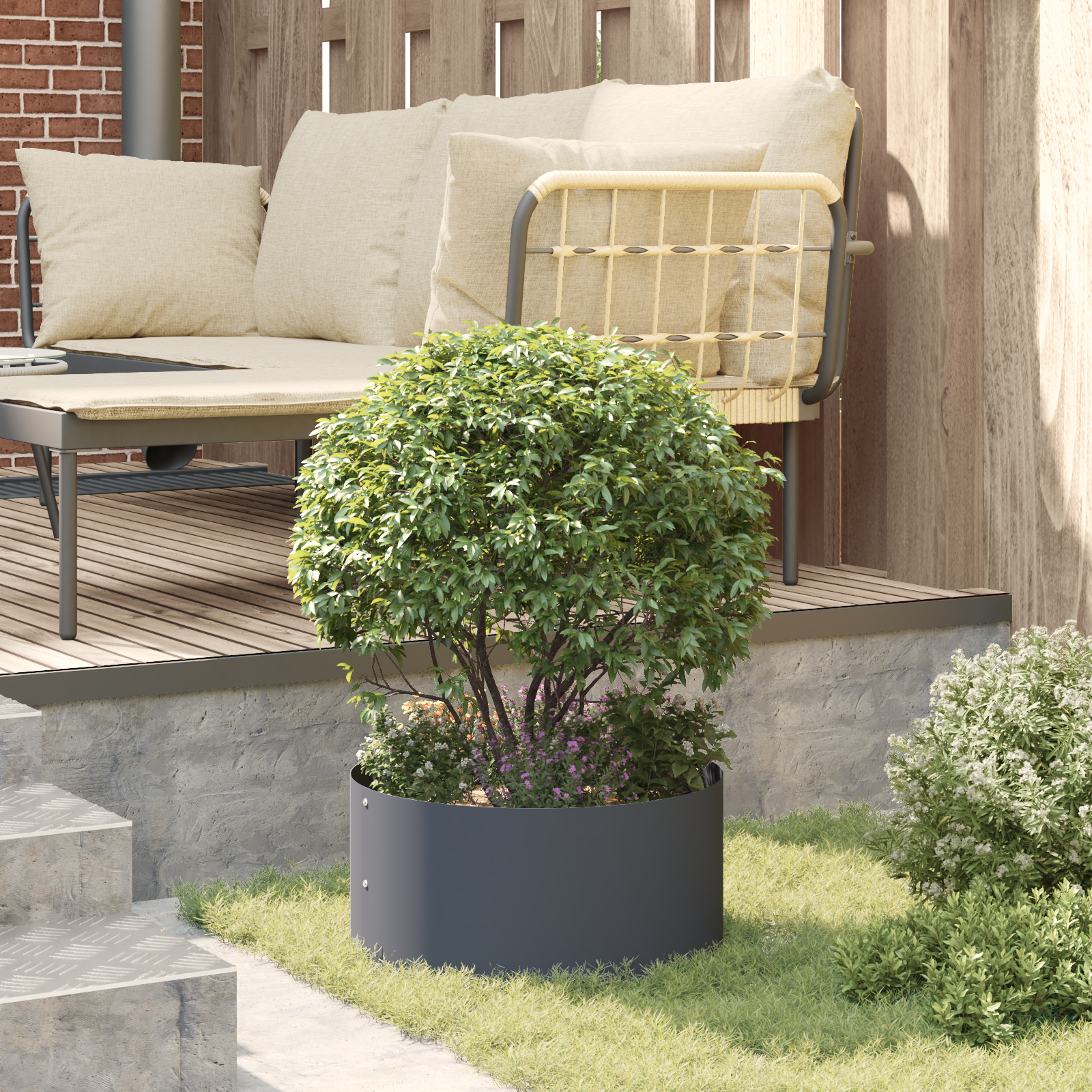 Ghiveci Gri din Plastic Antracit Plastic Medie Stivuibil GartenMobel Dekor