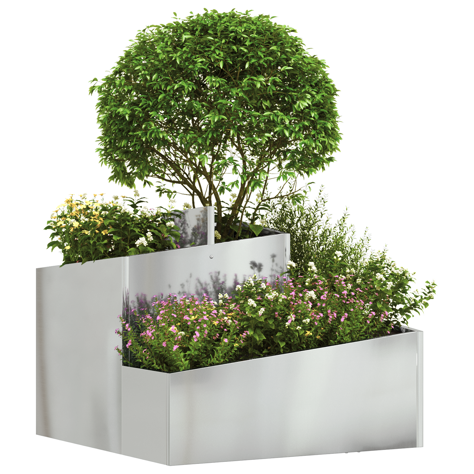 Ghiveci Metalic Galvanizat Oțel Galvanizat Mediu Dreptunghiular GartenMobel Dekor