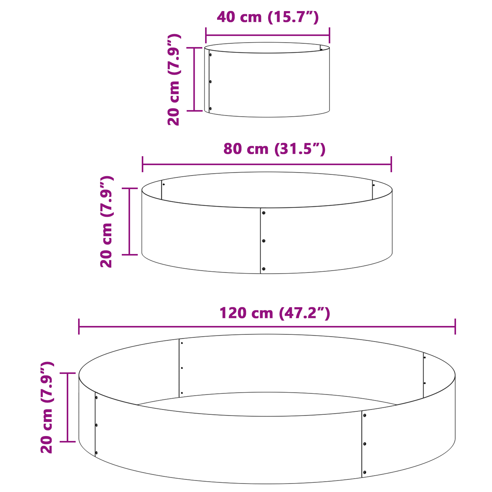 Ghiveci Metalic Oțel galvanizat Ø 120 cm Rezistent Ghiveci Mare GartenMobel Dekor