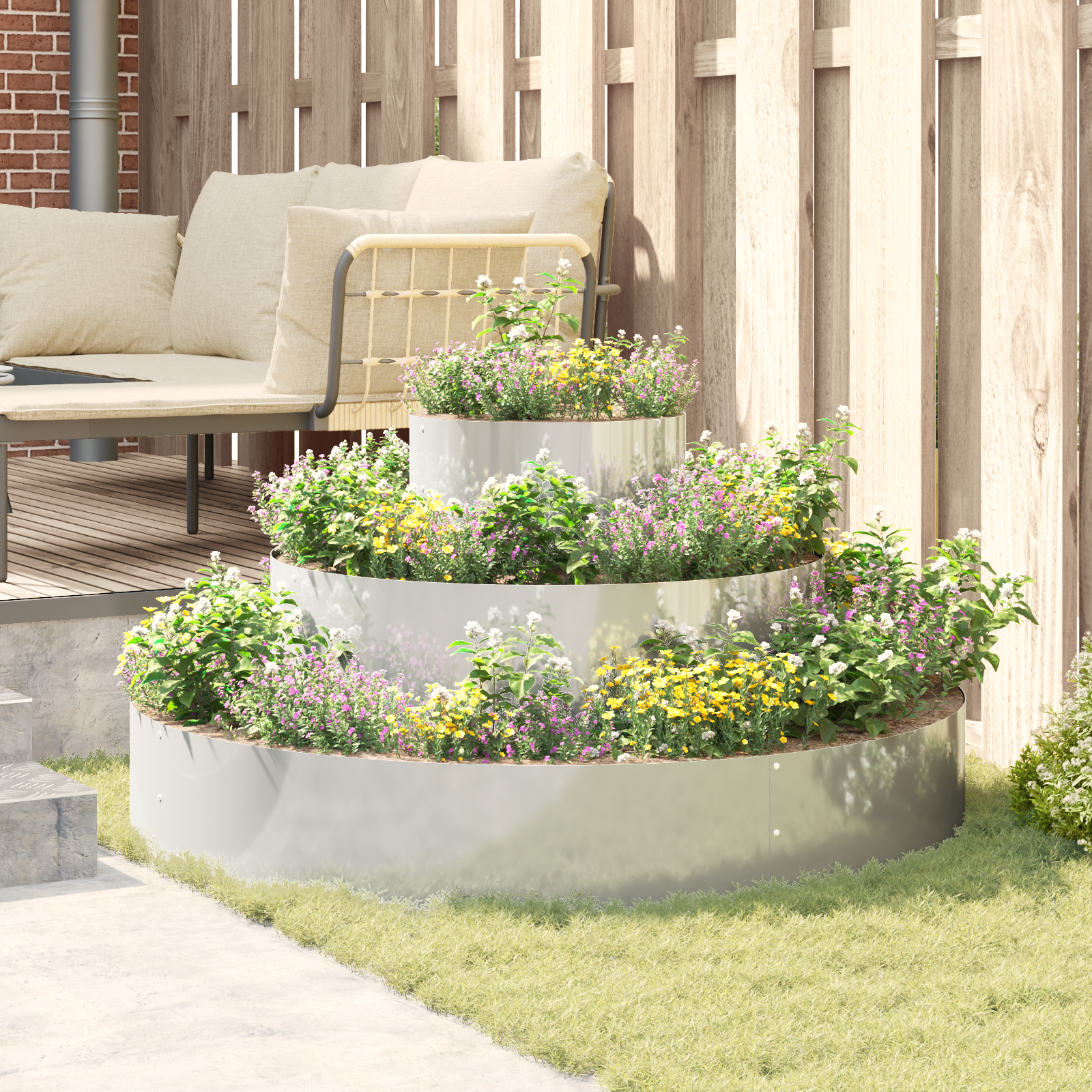 Ghiveci Metalic Oțel galvanizat Ø 120 cm Rezistent Ghiveci Mare GartenMobel Dekor