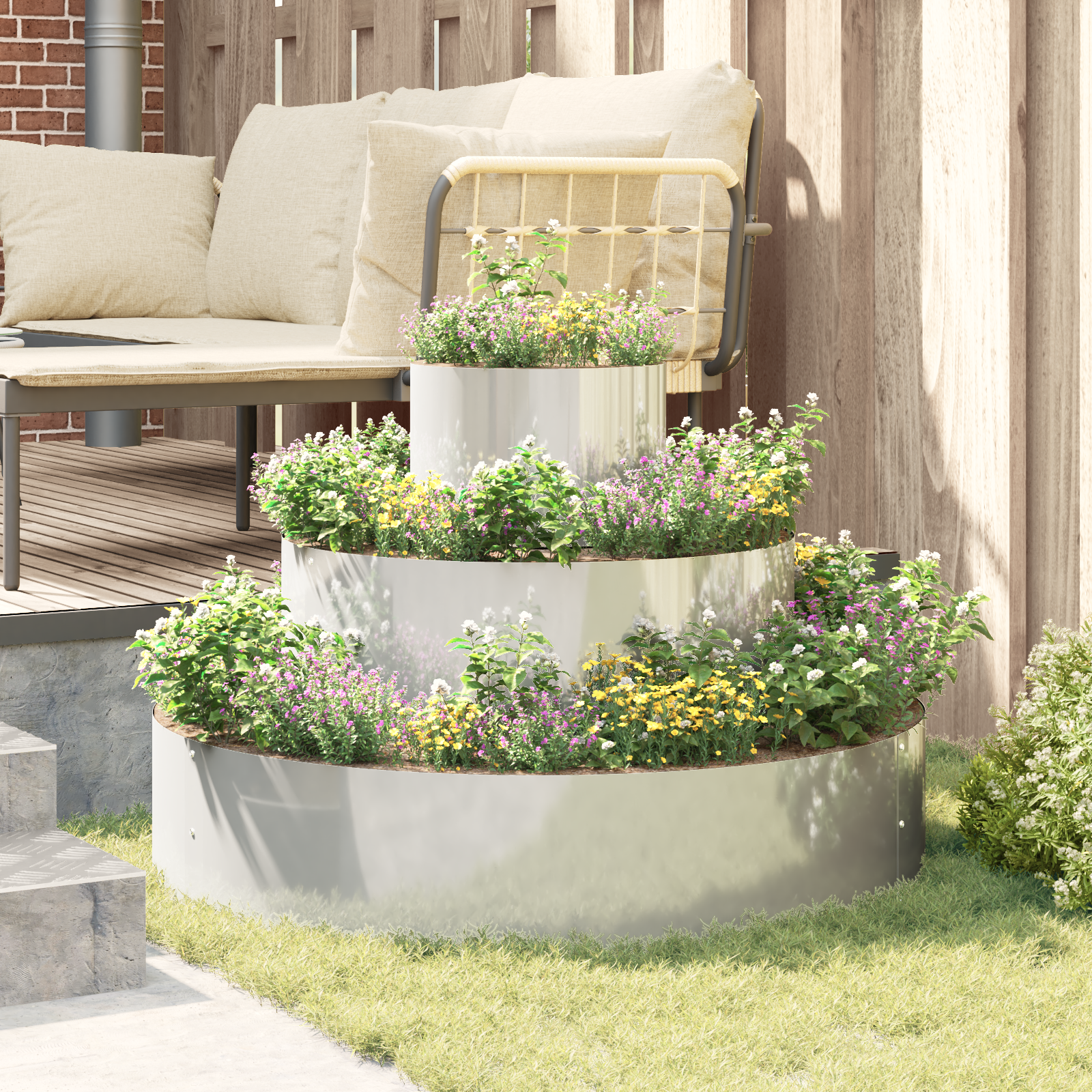 Ghiveci Metalic Oțel galvanizat Ø 90 cm Durabil Ghiveci Metalic GartenMobel Dekor