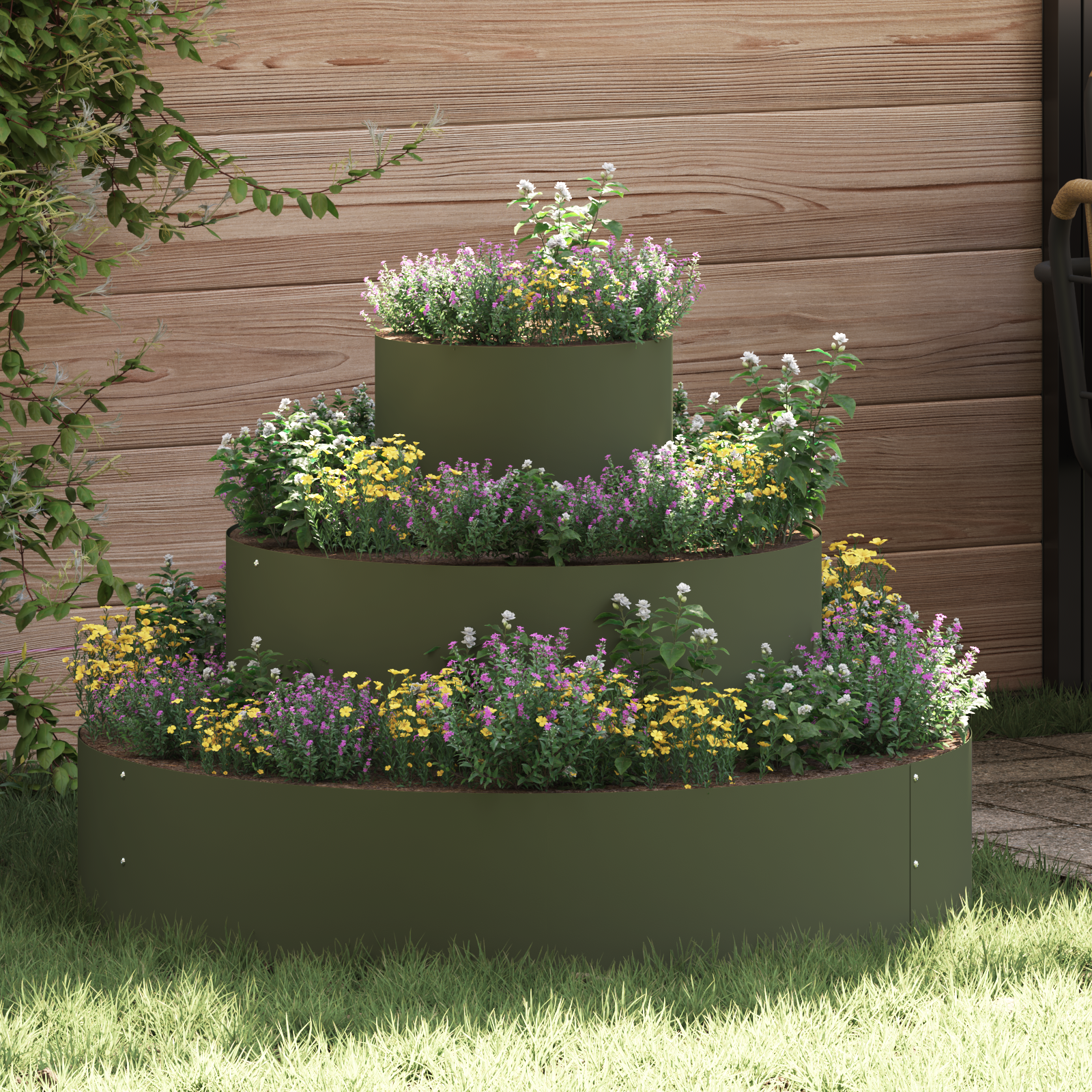 Ghiveci Metalic Oțel/verde măsliniu Oțel Ø 90 cm Modular GartenMobel Dekor