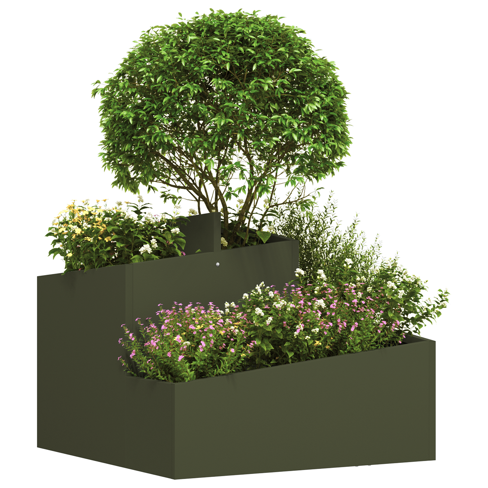 Ghiveci Metalic Verde Măsliniu Metal Mediu Stivuibil GartenMobel Dekor