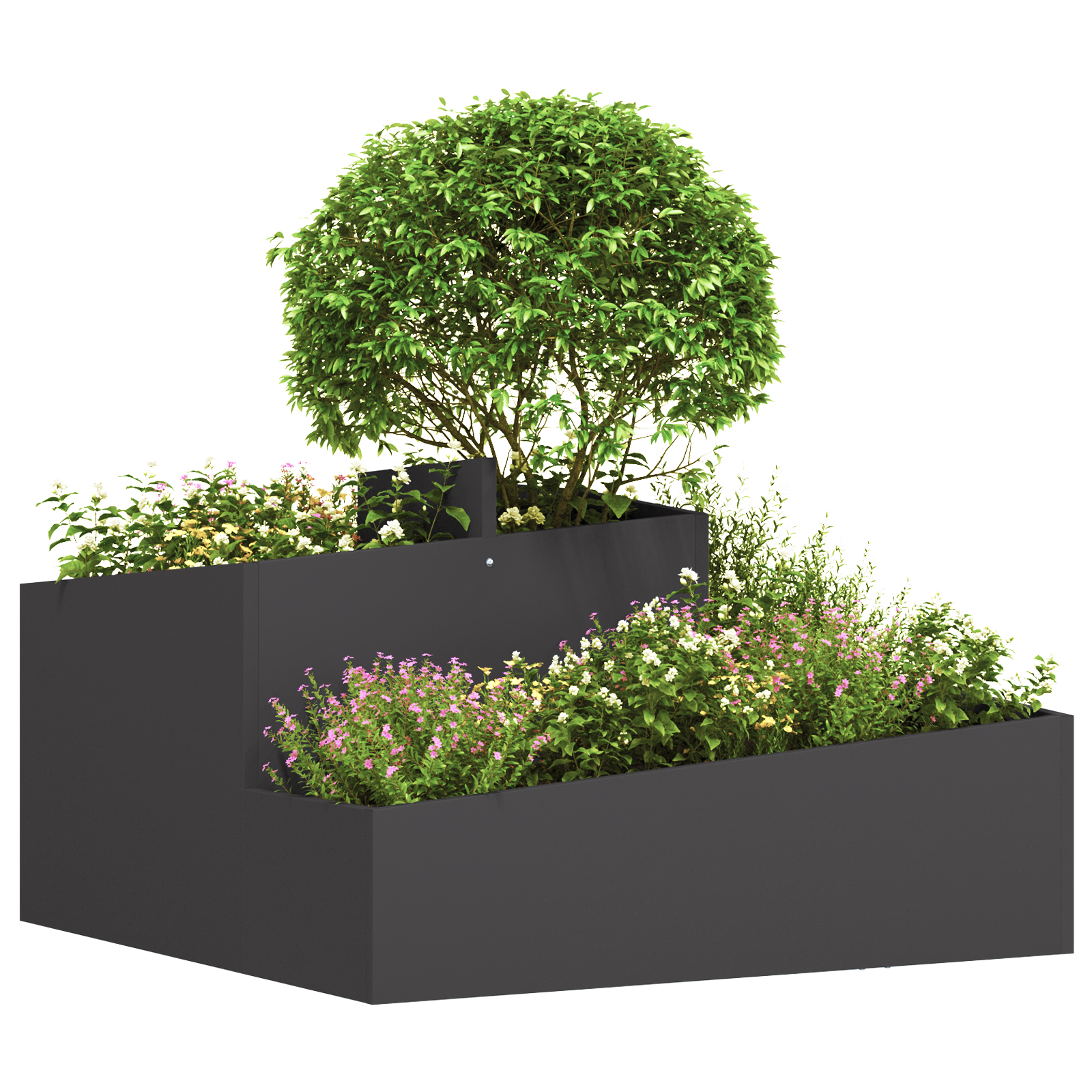 Ghiveci Negru 80x80x50 cm din oțel laminat la rece GartenMobel Dekor