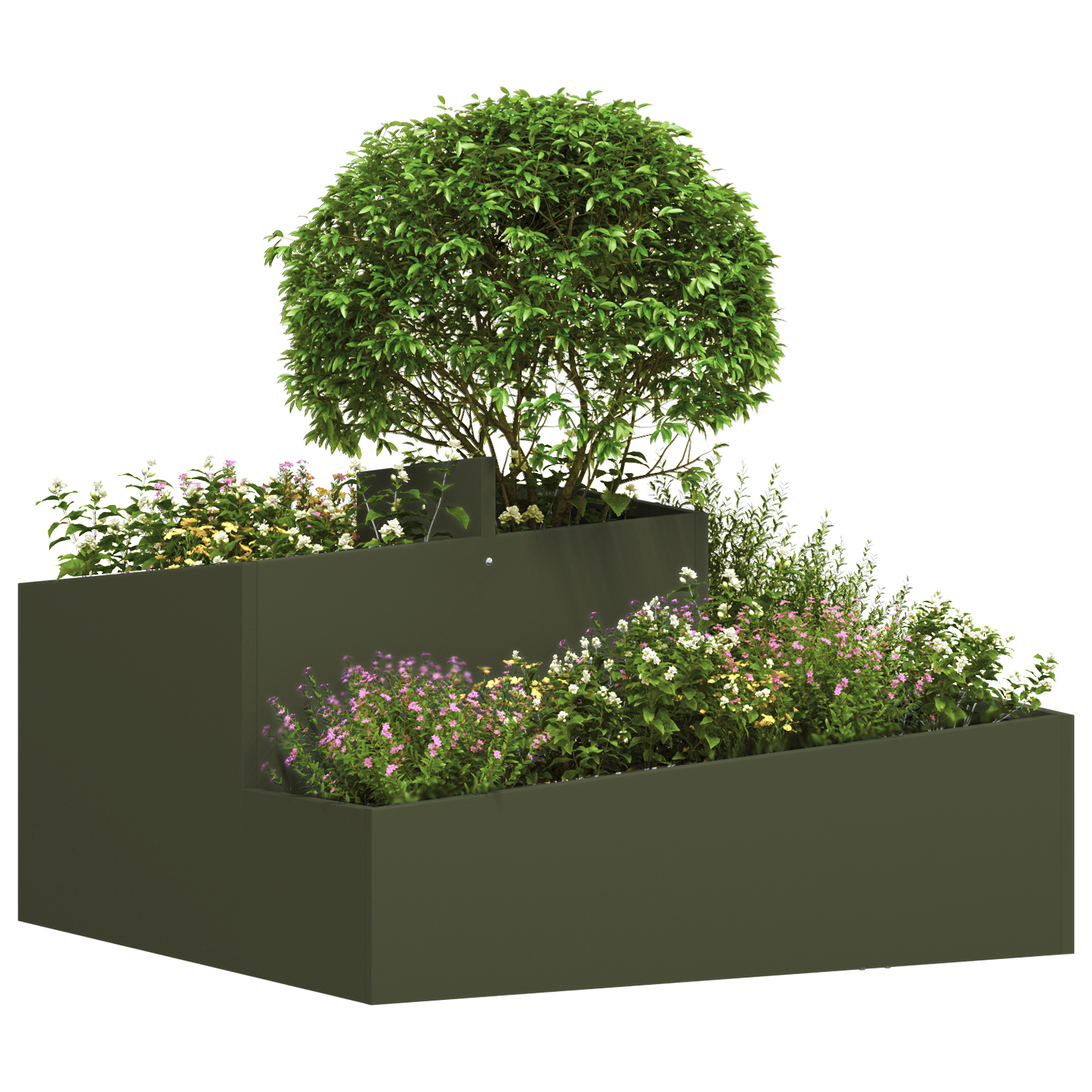 Ghiveci Verde Măslin 80x80x50 cm Oțel Laminat la Rece GartenMobel Dekor
