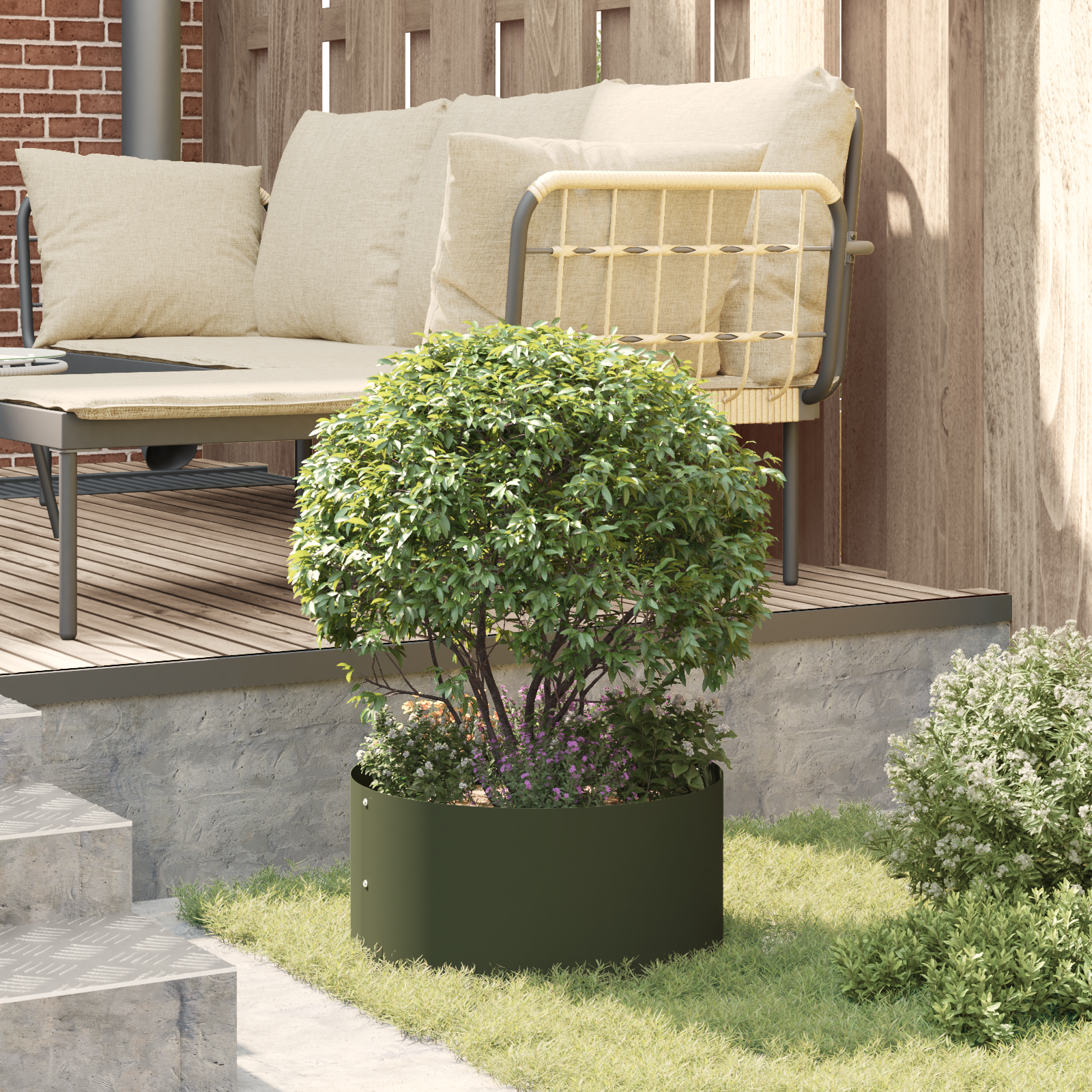 Ghiveci Verde Olive Verde Olive Metal Mediu Rezistent GartenMobel Dekor