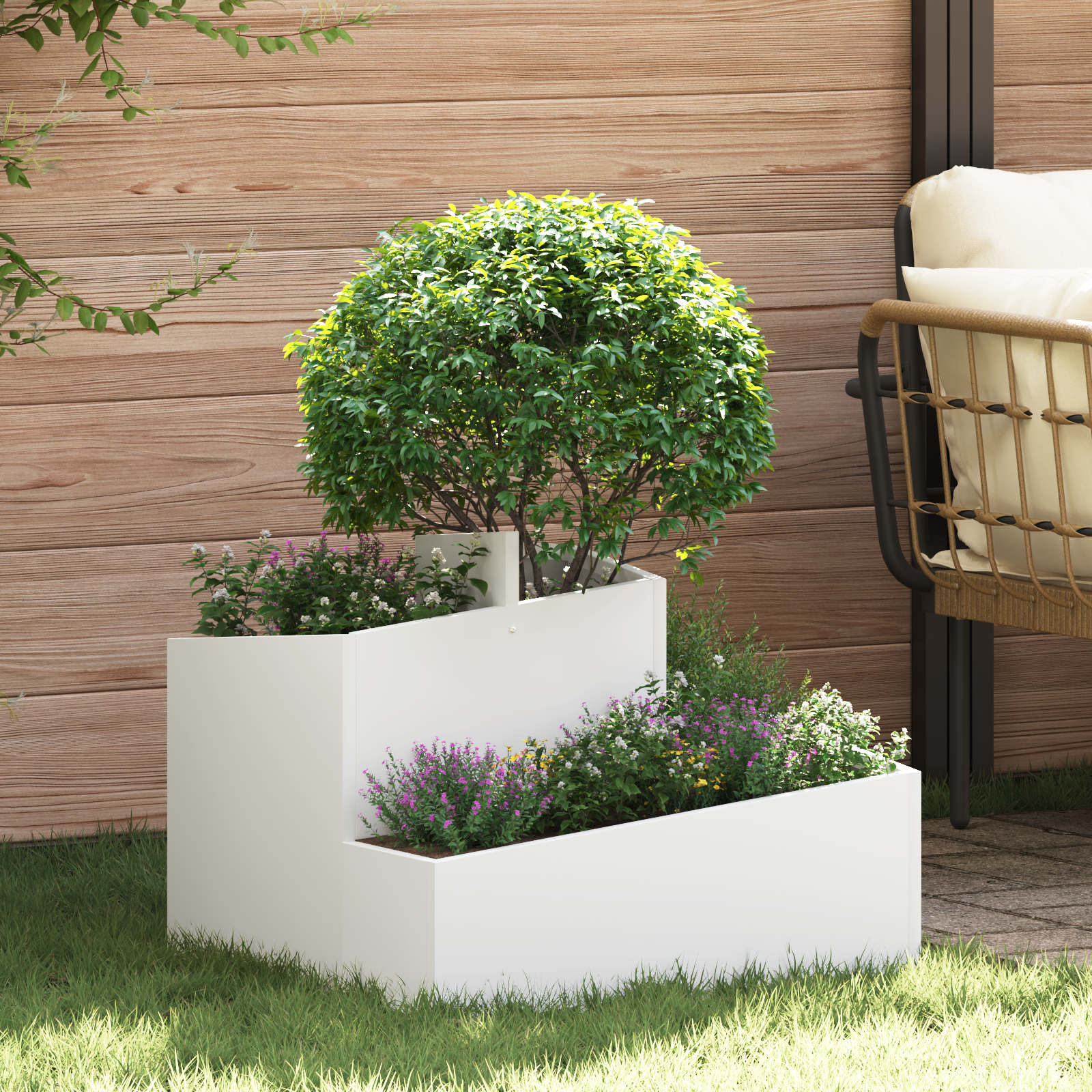Ghiveci din Plastic Alb Plastic Mediu Inserții Decorative GartenMobel Dekor