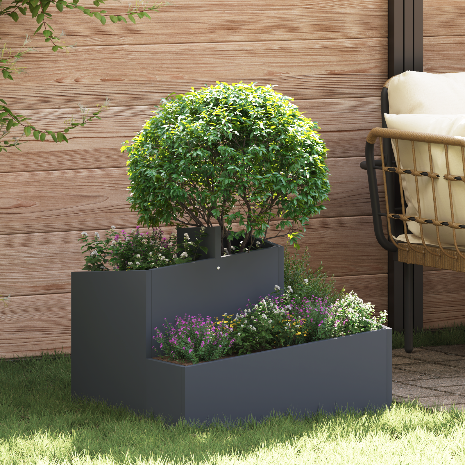 Ghiveci din Plastic Antracit Plastic Mediu Durabil GartenMobel Dekor