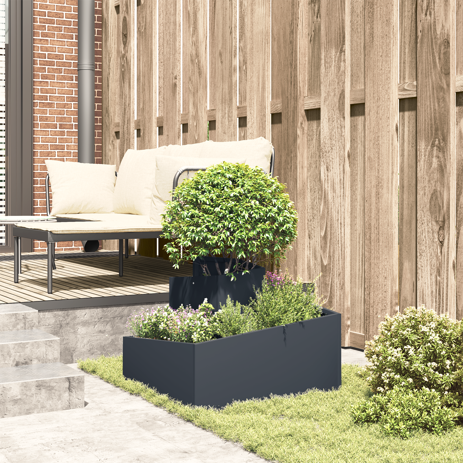 Ghiveci din Plastic Antracit Plastic Mediu Durabil GartenMobel Dekor