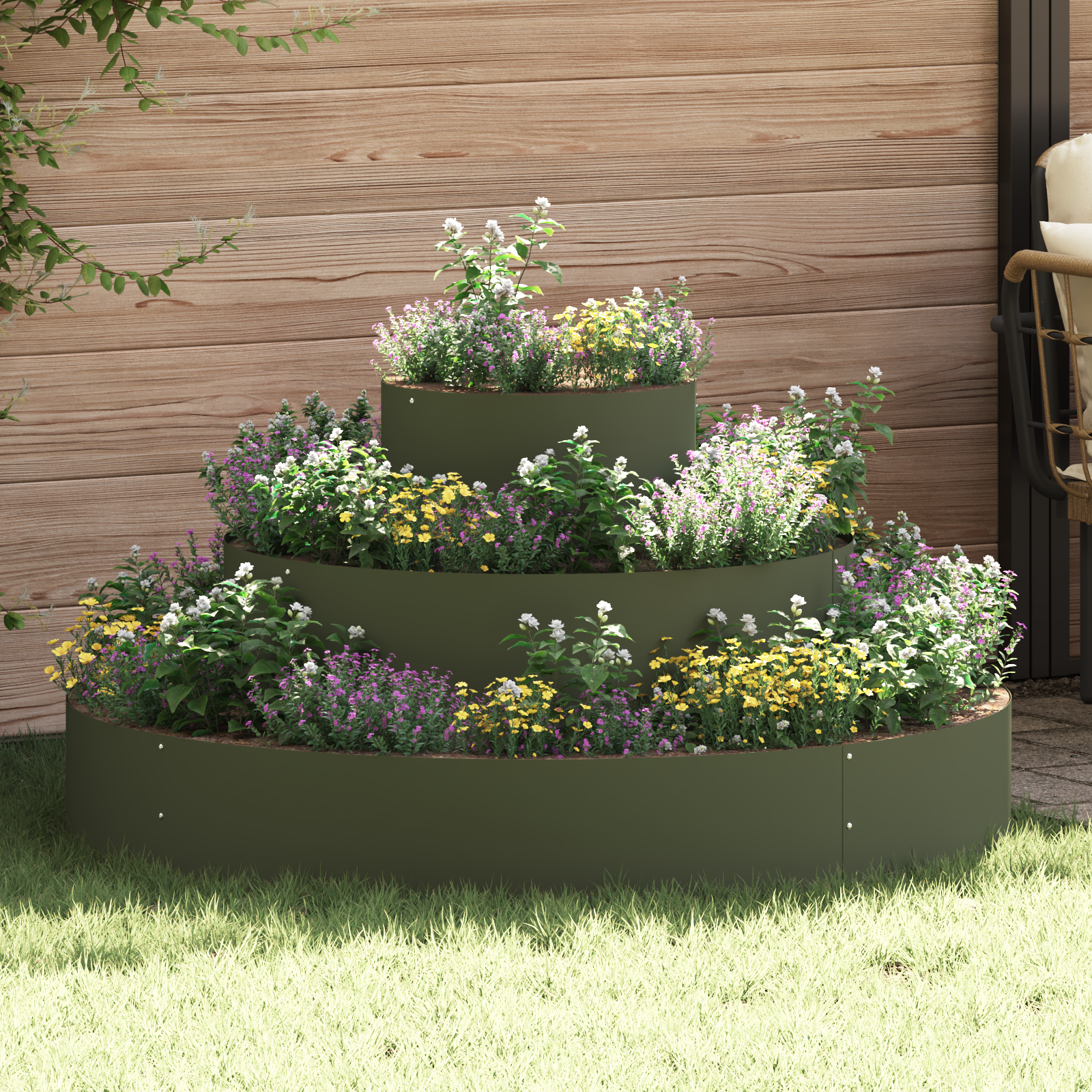 Ghiveci din metal Oțel/Verde măsliniu Ø 120 cm GartenMobel Dekor