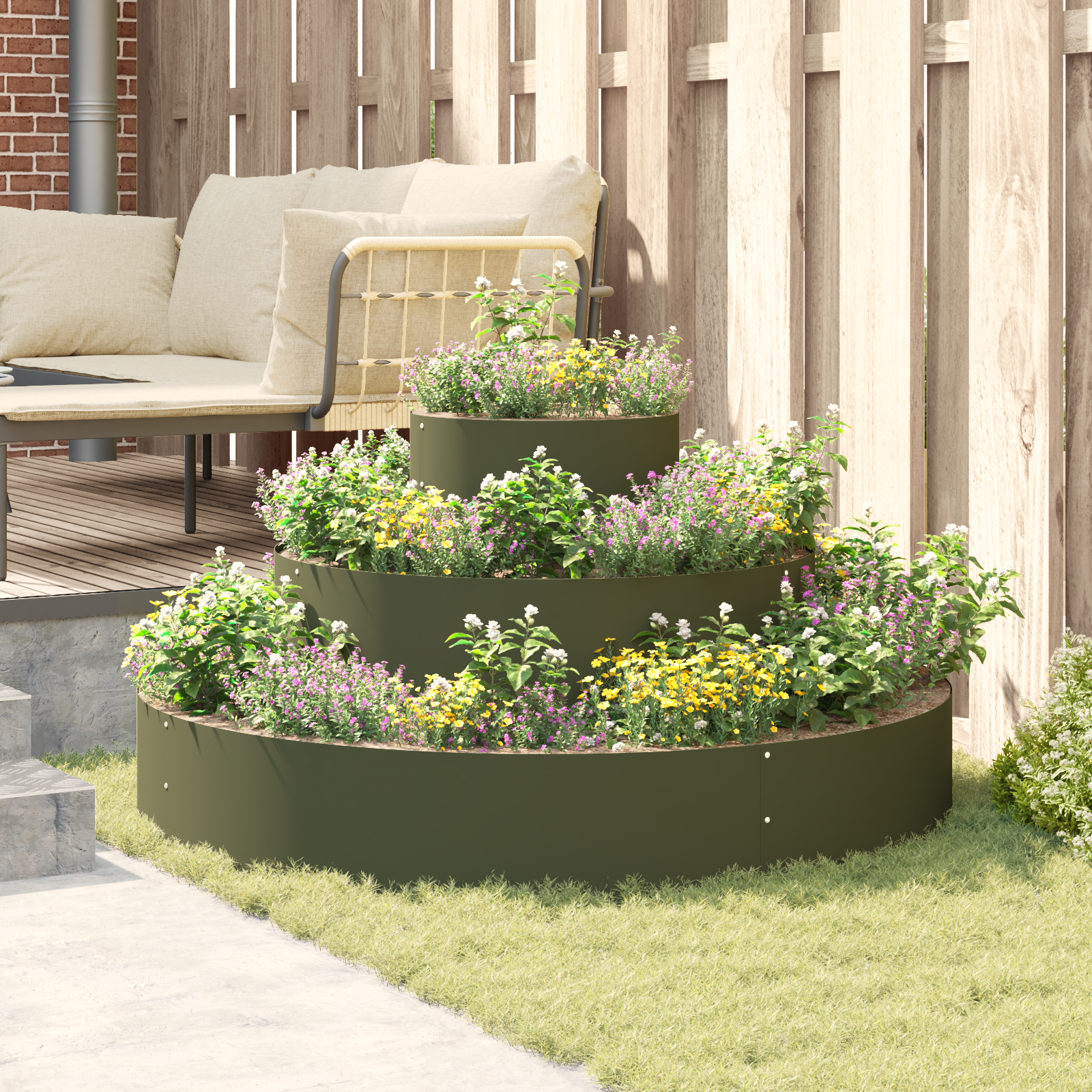 Ghiveci din metal Oțel/Verde măsliniu Ø 120 cm GartenMobel Dekor