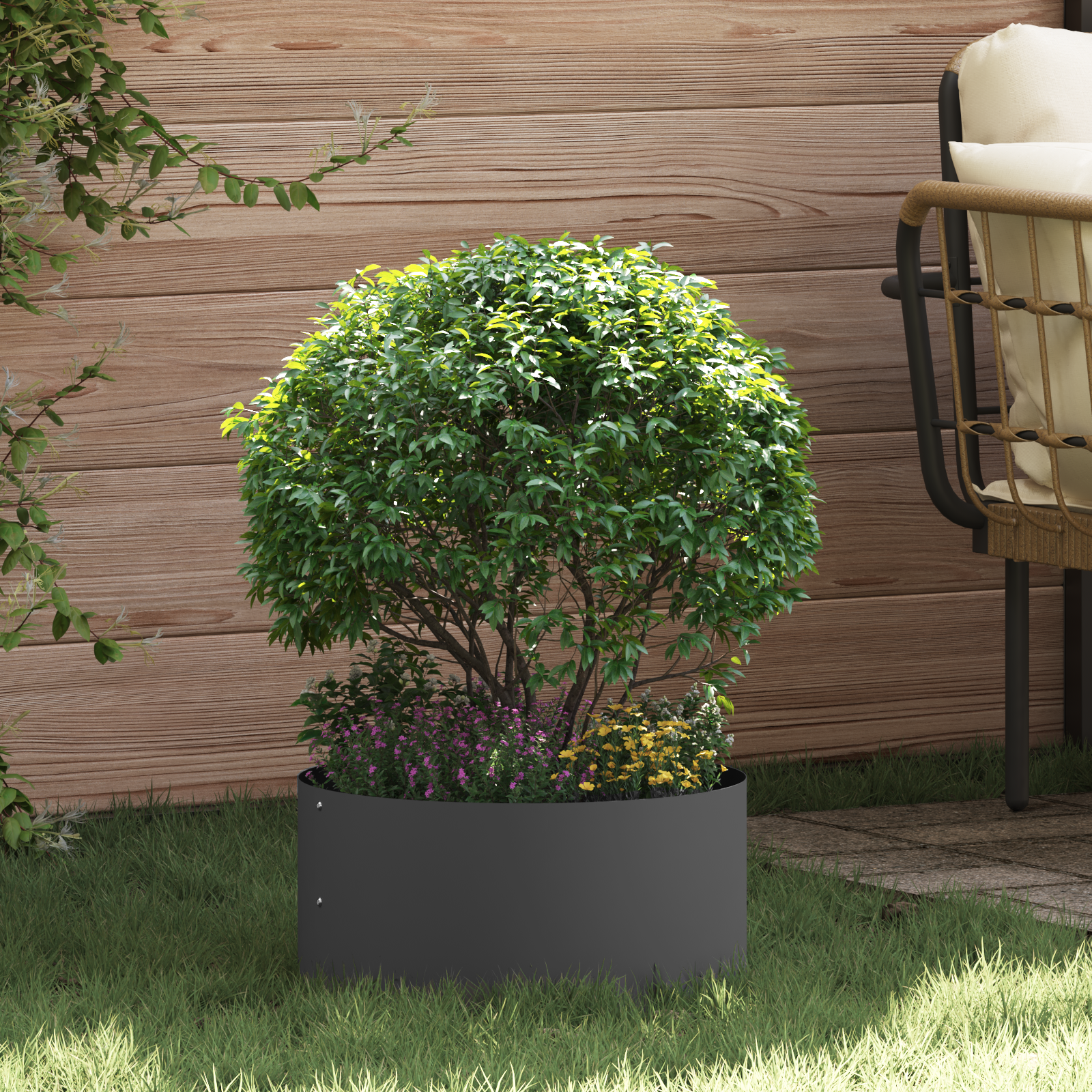 Ghiveci mare din metal negru Negru Metal Mare Durabil GartenMobel Dekor