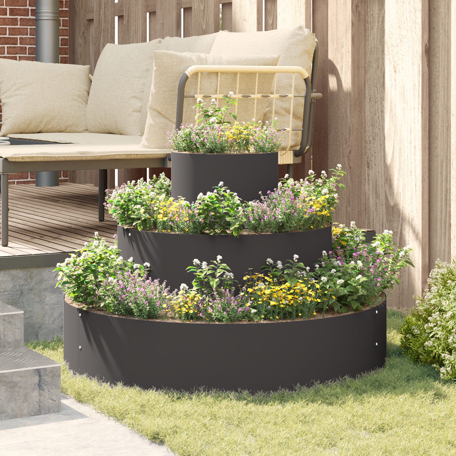 Ghiveci metalic Oțel/negru Oțel Mare Modular Ghiveci metalic GartenMobel Dekor