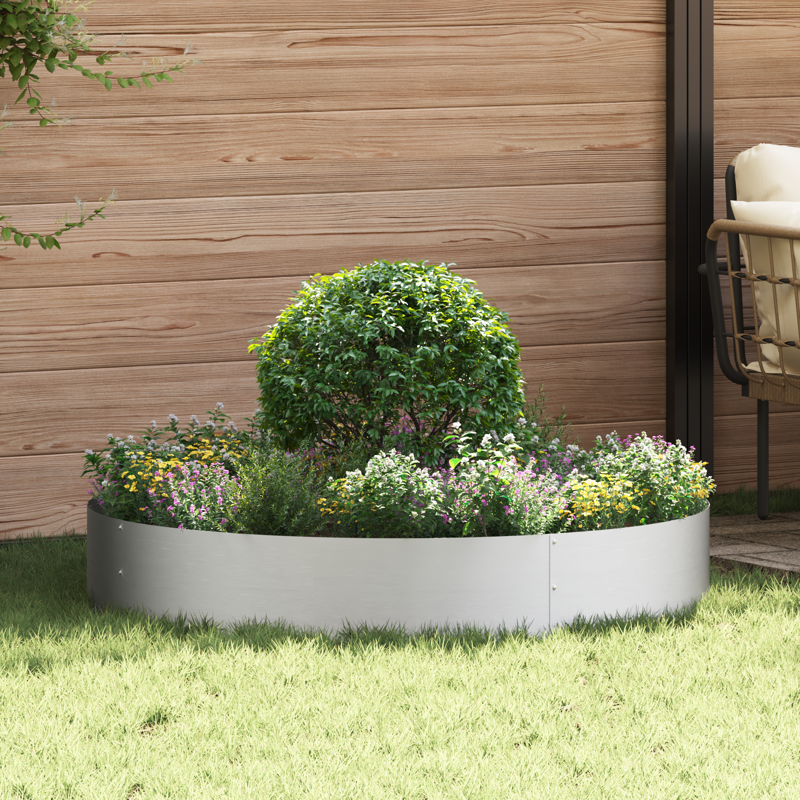 Ghiveci metalic argintiu Galvanizat argintiu Metal galvanizat Mare GartenMobel Dekor