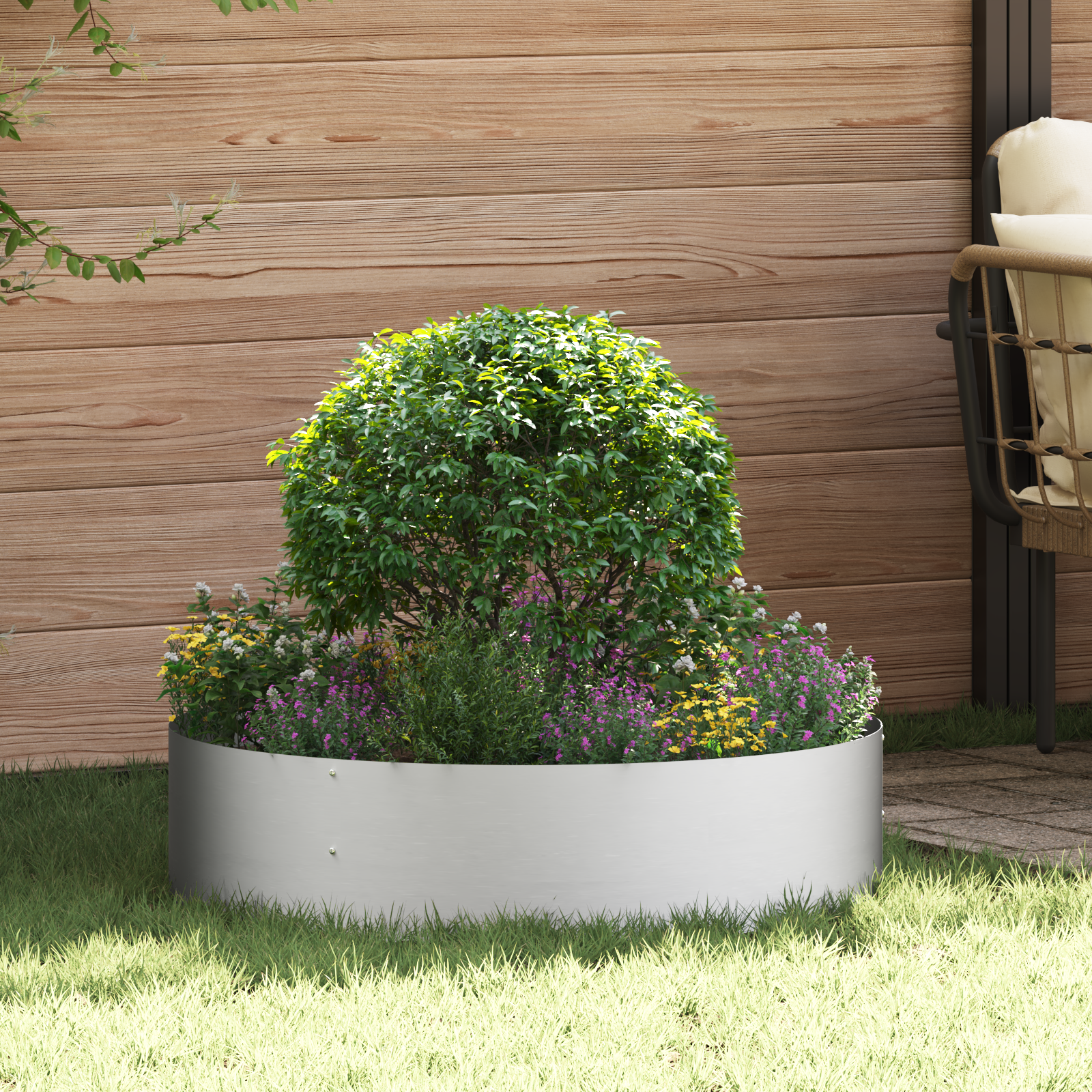 Set de Ghivece Mari din Metal Galvanizat Metal Mare GartenMobel Dekor