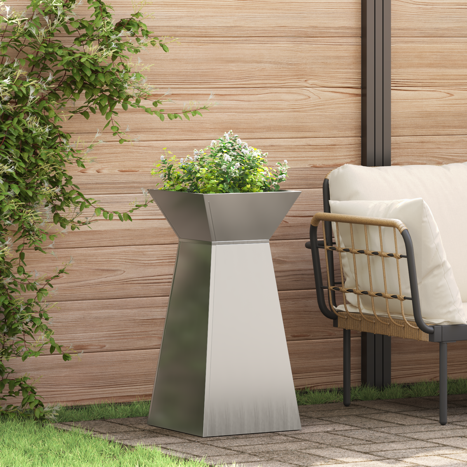 Ghivece din metal Oțel galvanizat 35 x 35 x 73 cm GartenMobel Dekor