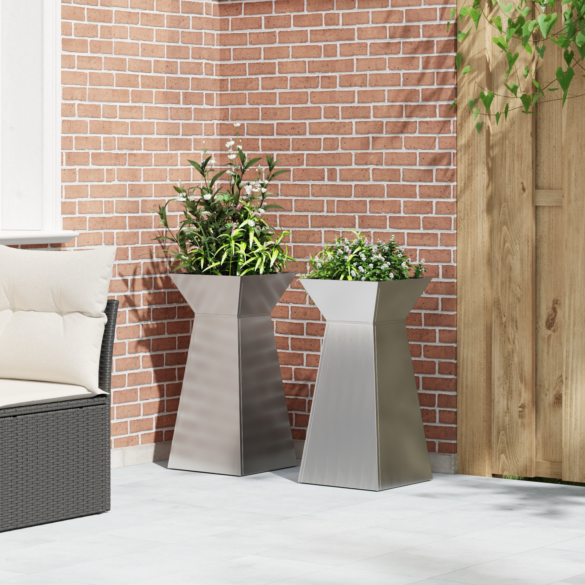 Ghivece din metal Oțel galvanizat 35 x 35 x 73 cm GartenMobel Dekor