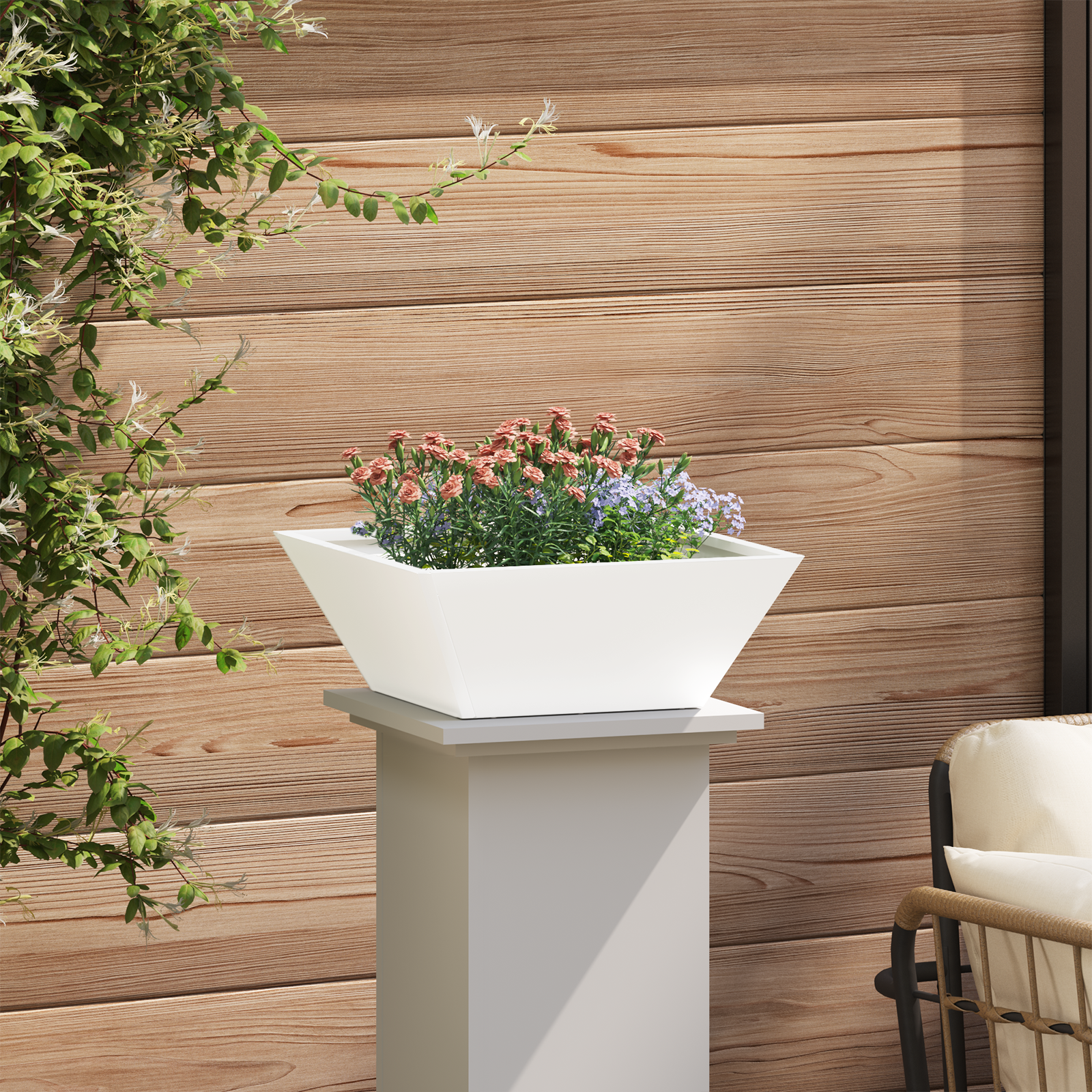 Ghiveci Metalic Alb Rece Metal 40 x 40 x 15 cm Ghiveci Metalic GartenMobel Dekor