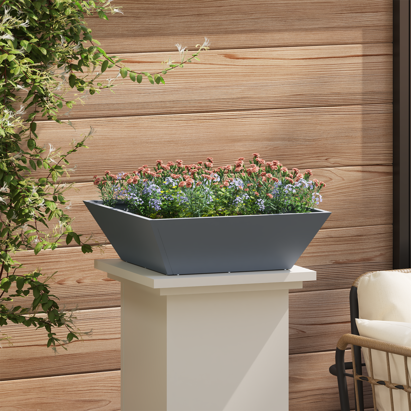 Ghiveci Metalic Antracit Metal 50 x 50 x 15 cm GartenMobel Dekor
