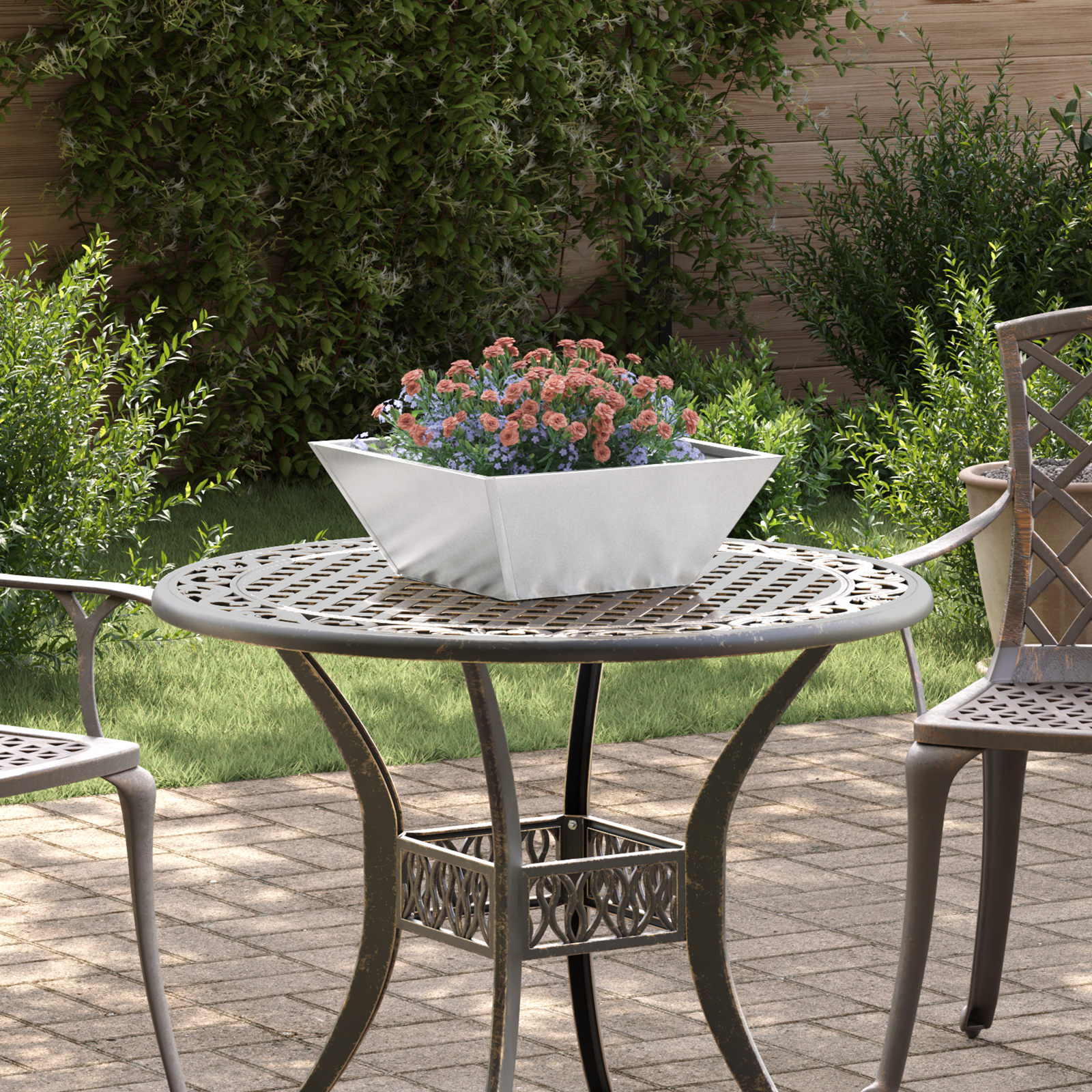 Ghiveci Metalic Oțel Inoxidabil 40 x 40 x 15 cm Detalii Decorative GartenMobel Dekor