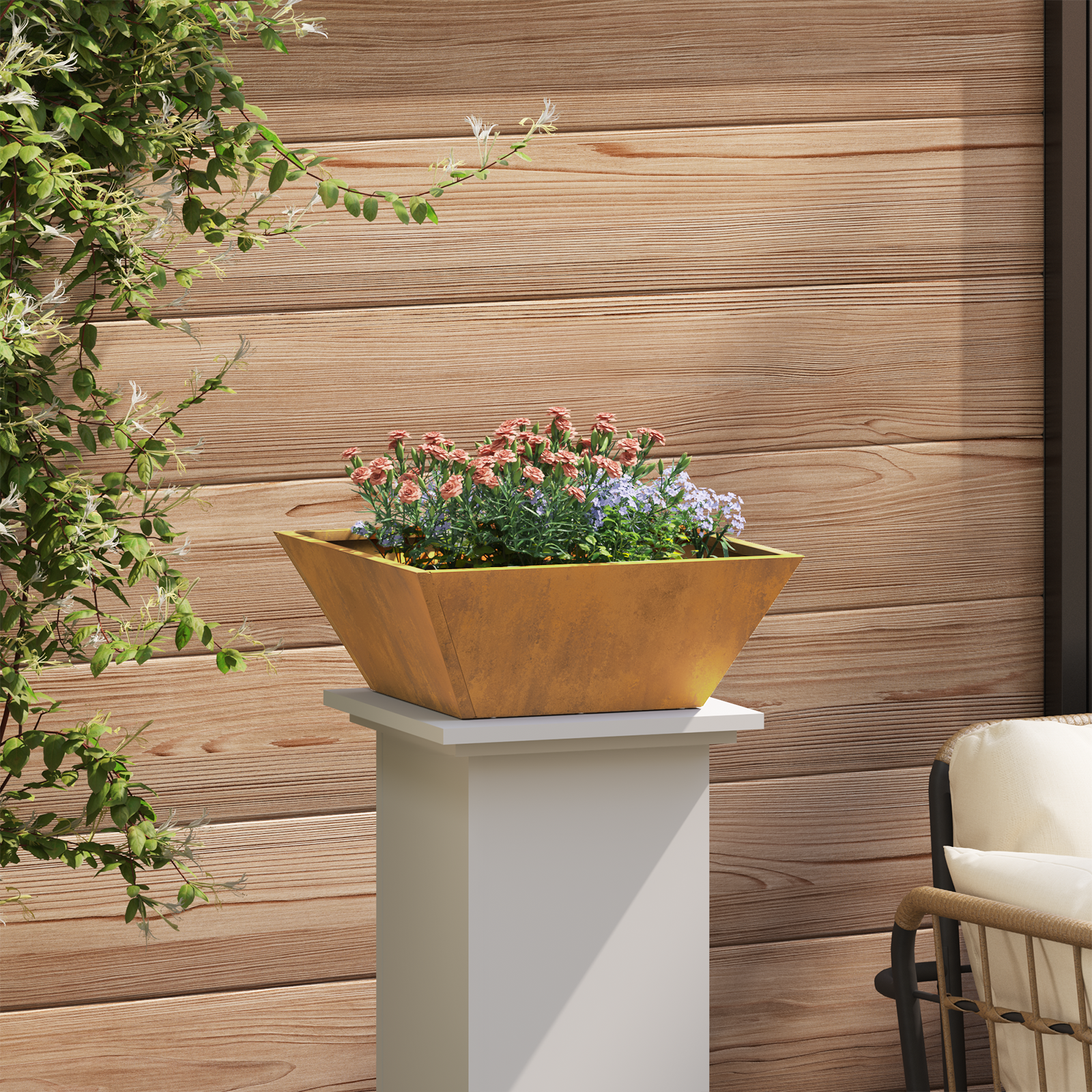 Ghiveci Metalic Oțel rezistent la vreme 40 x 40 x 15 cm GartenMobel Dekor