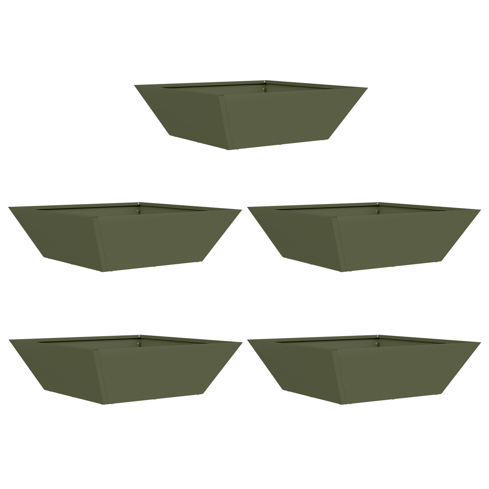 Ghiveci Metalic Verde Oliv Metal 50 x 50 x 15 cm Pătrat Modern GartenMobel Dekor