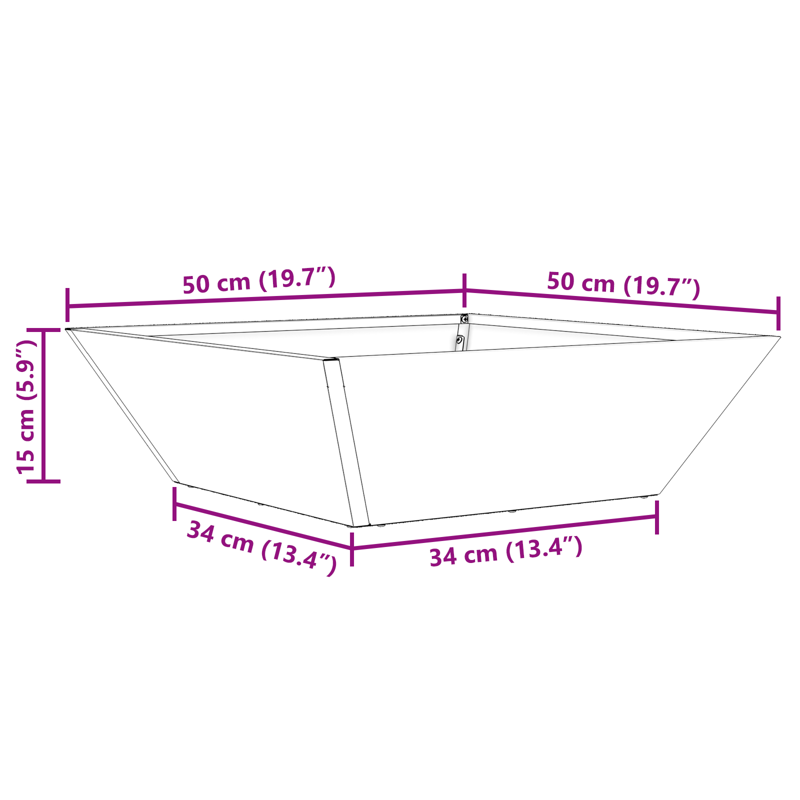 Ghiveci Metalic oțel galvanizat 50 x 50 x 15 cm Ghiveci Metalic GartenMobel Dekor
