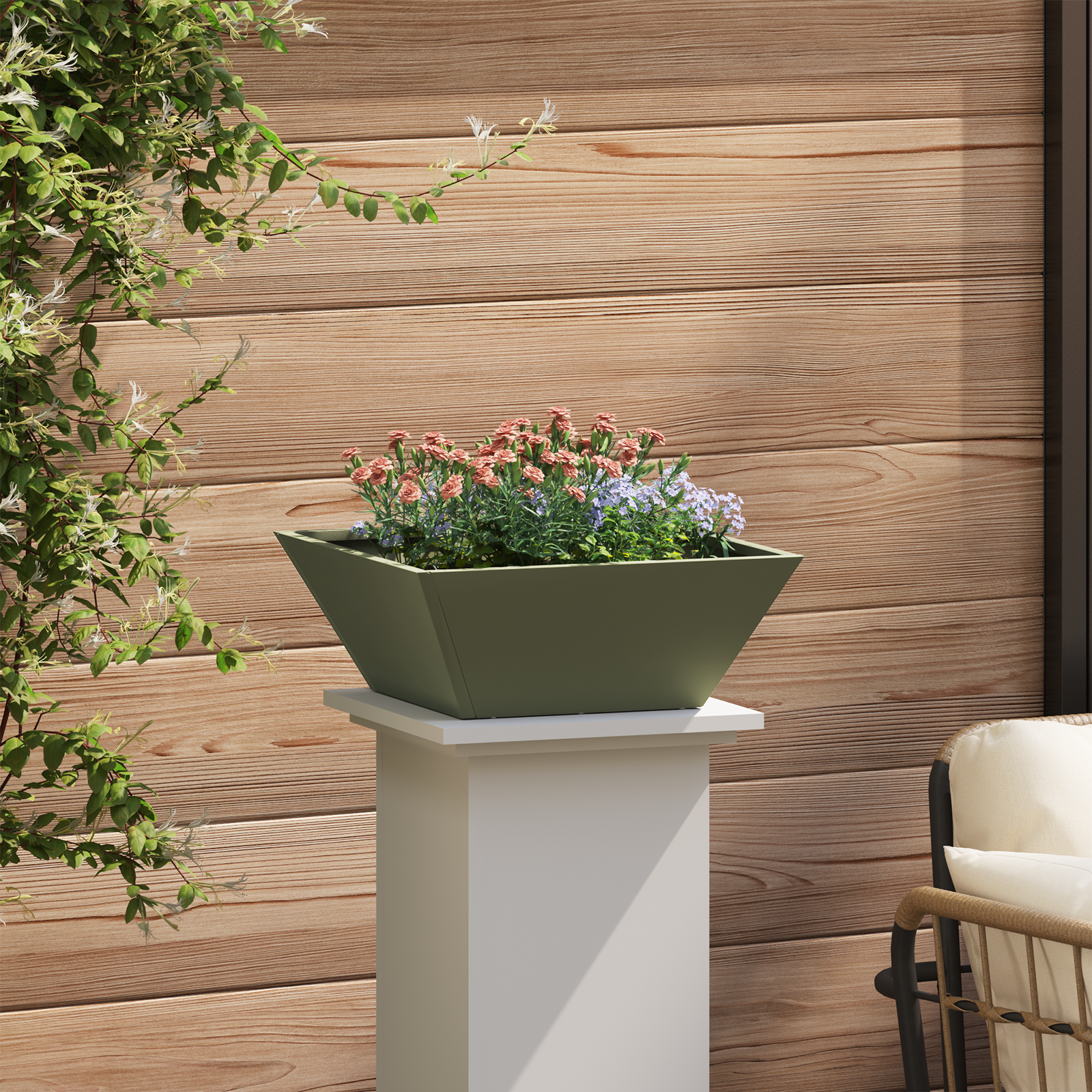Ghiveci din Metal Verde olive Metal 40 x 40 x 15 cm GartenMobel Dekor