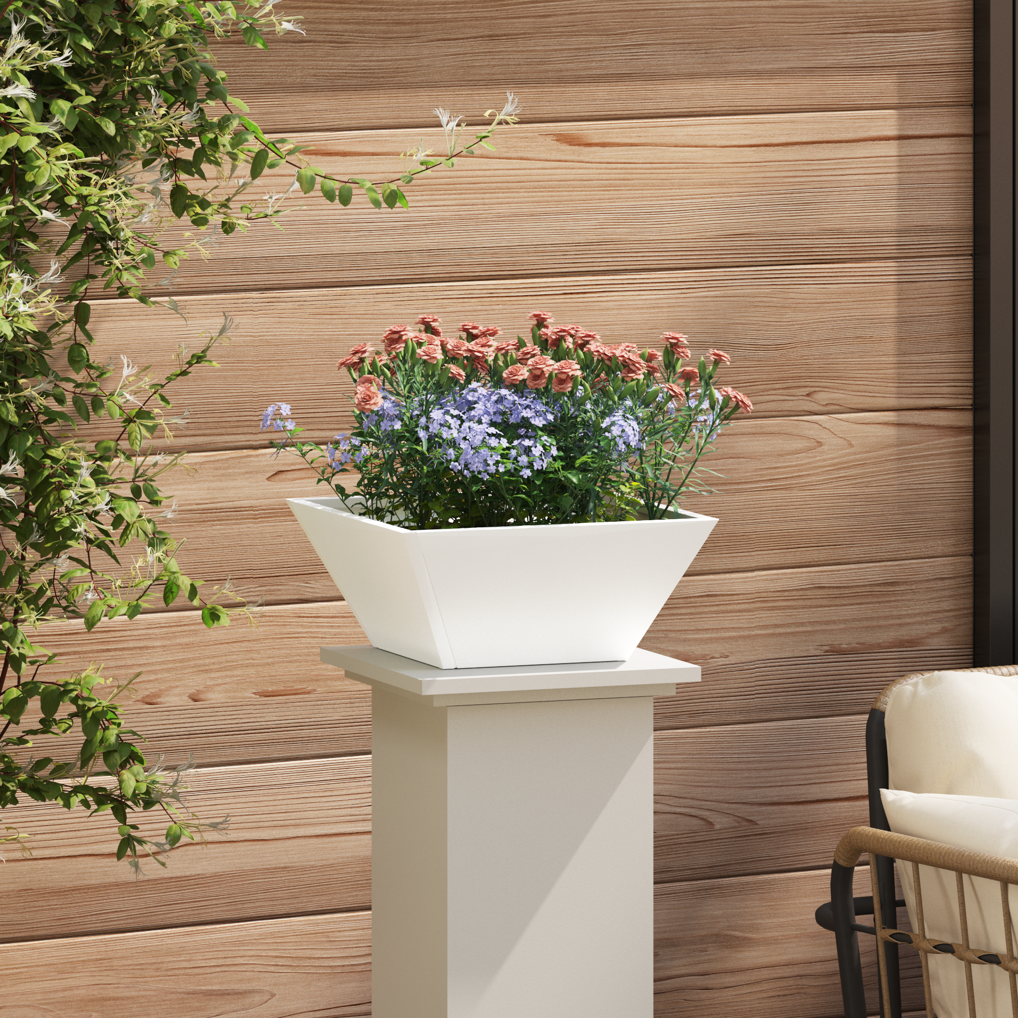 Ghiveci din Plastic Alb Plastic 35 x 35 x 15 cm GartenMobel Dekor